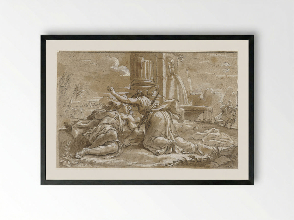 Pyramus and Thisbe - Paulus Moreelse - Framed Print Black