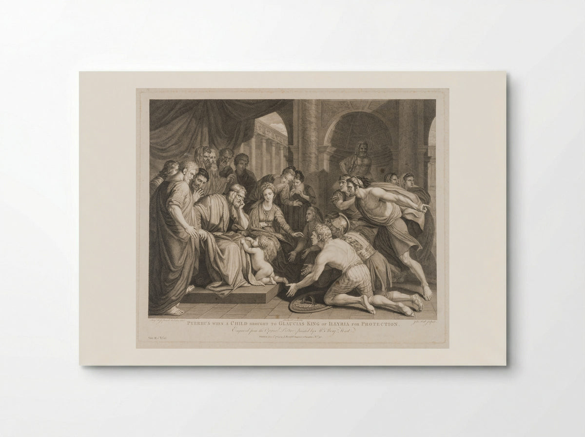Pyrrhus, when a child, brought to Glaucias, king of Illyria, for protection - John Hall - Poster