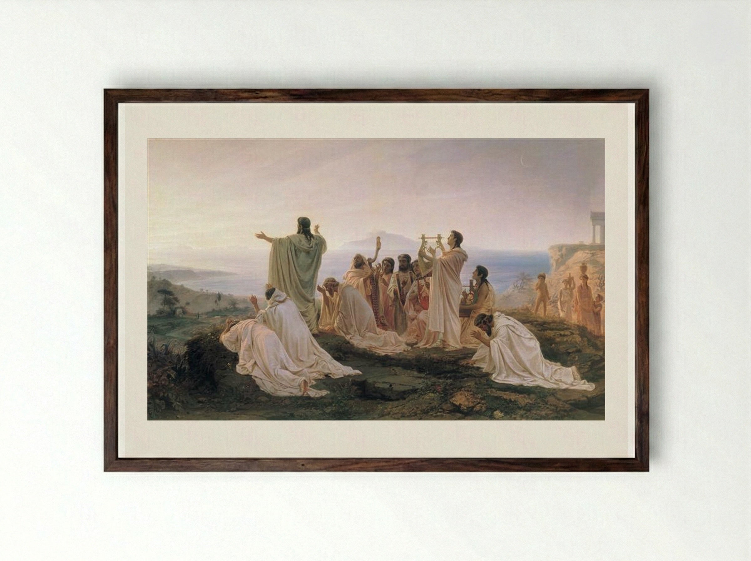 Pythagoreans Celebrate Sunrise - Fyodor Bronnikov - Framed Print Dark Wood
