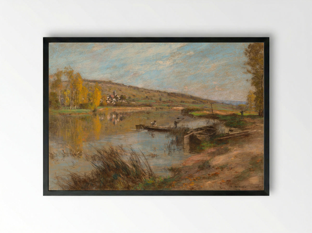 Quai au Sable, Chartèves - Léon Augustin Lhermitte - Framed Print Black