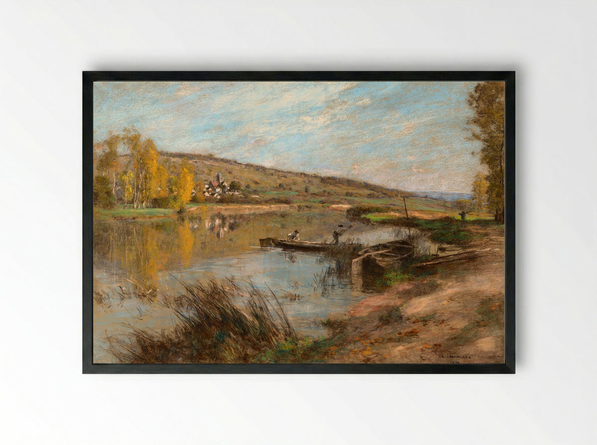Quai au Sable, Chartèves - Léon Augustin Lhermitte - Framed Print Black