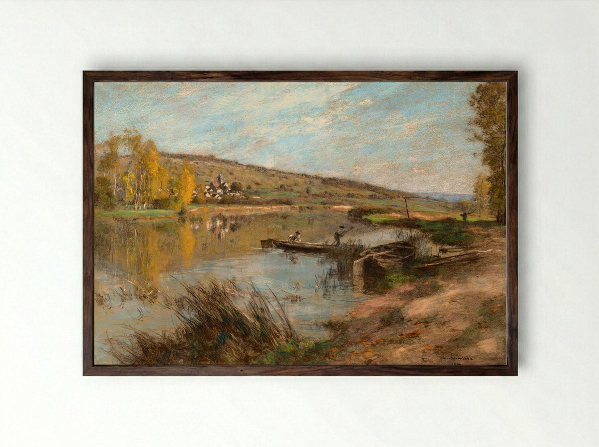 Quai au Sable, Chartèves - Léon Augustin Lhermitte - Framed Print Dark Wood