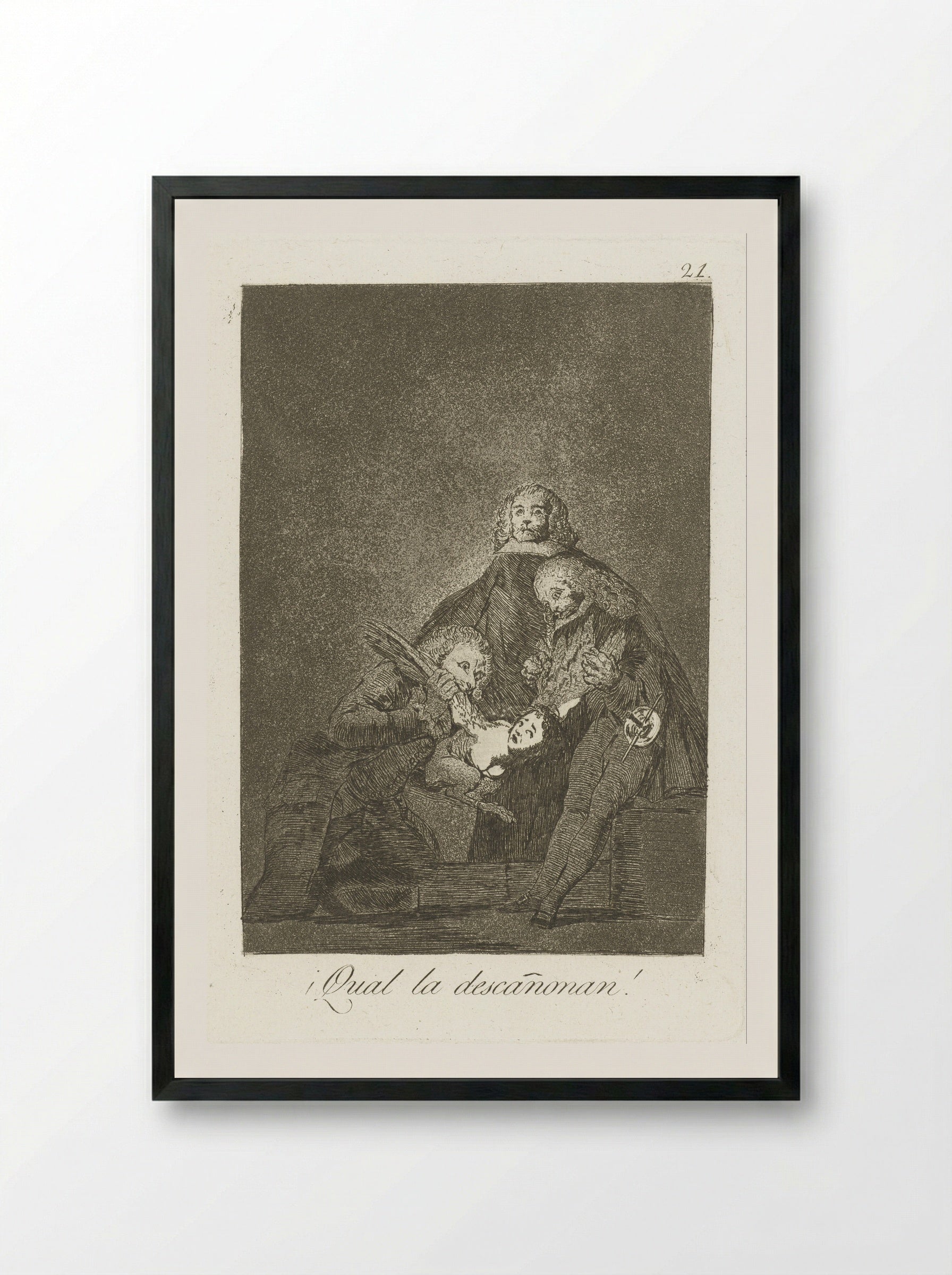¡Qual la descañonan! - Francisco de Goya - Framed Print Black
