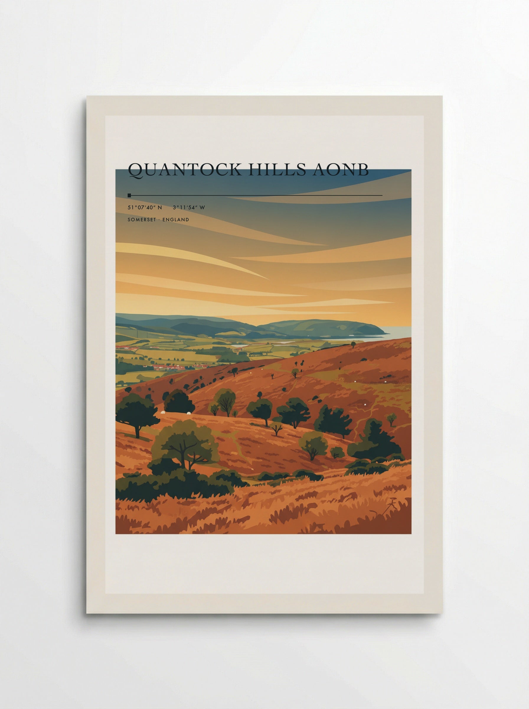 Quantock Hills AONB Somerset England Travel Poster - Poster