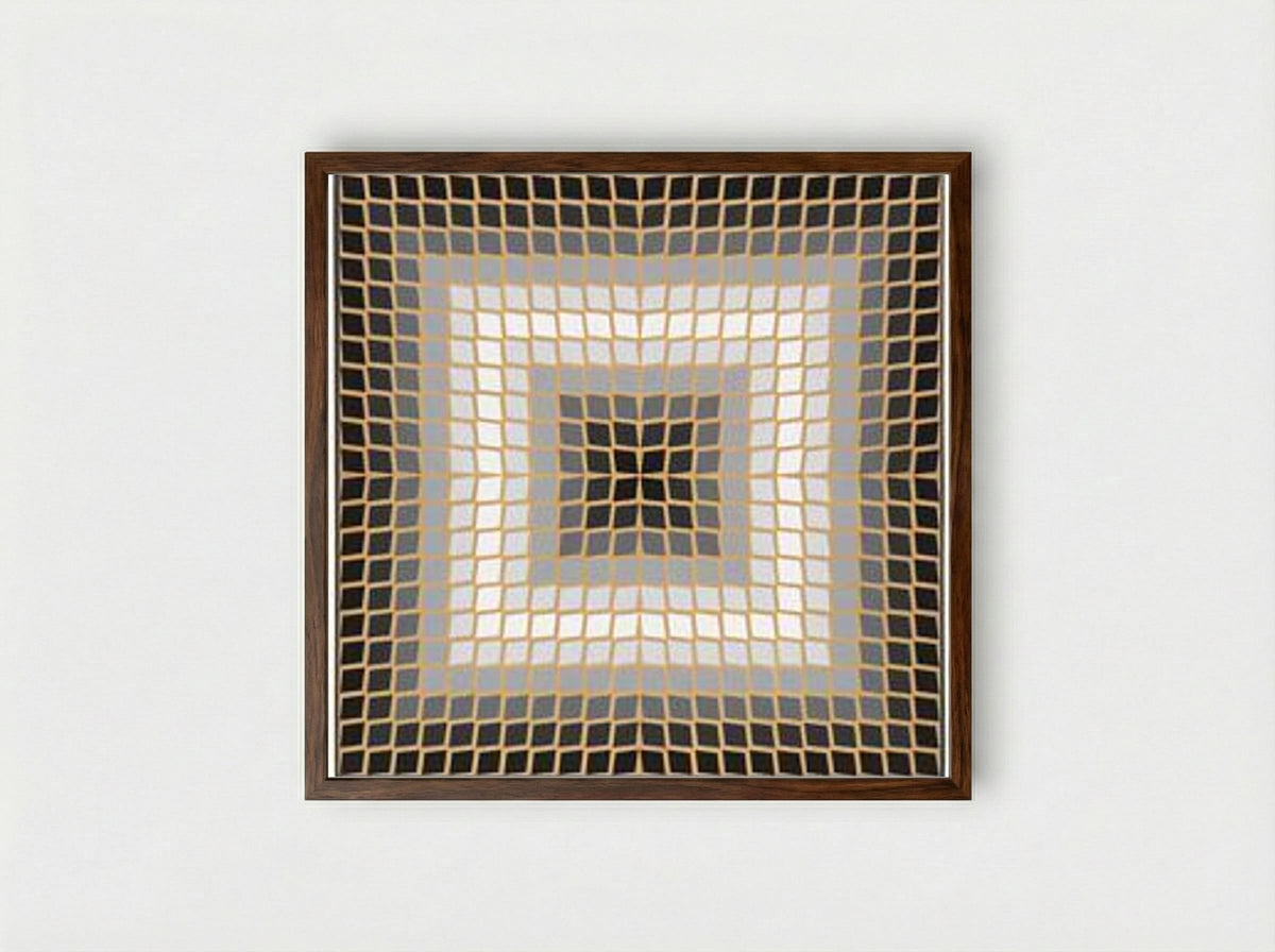 Quasar Dia - Victor Vasarely - Framed Print Dark Wood