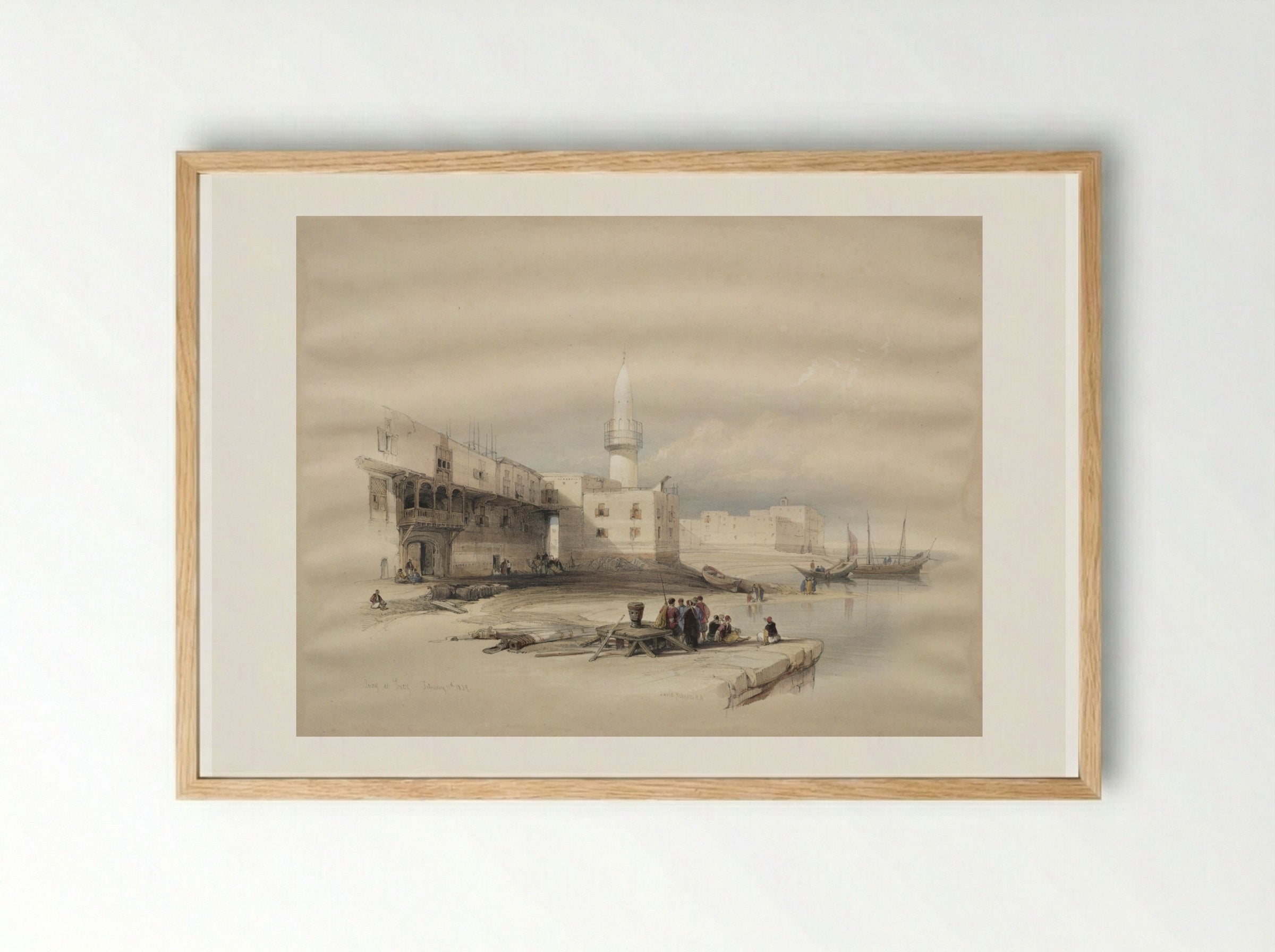 Quay at Suez - David Roberts - Framed Print Wood