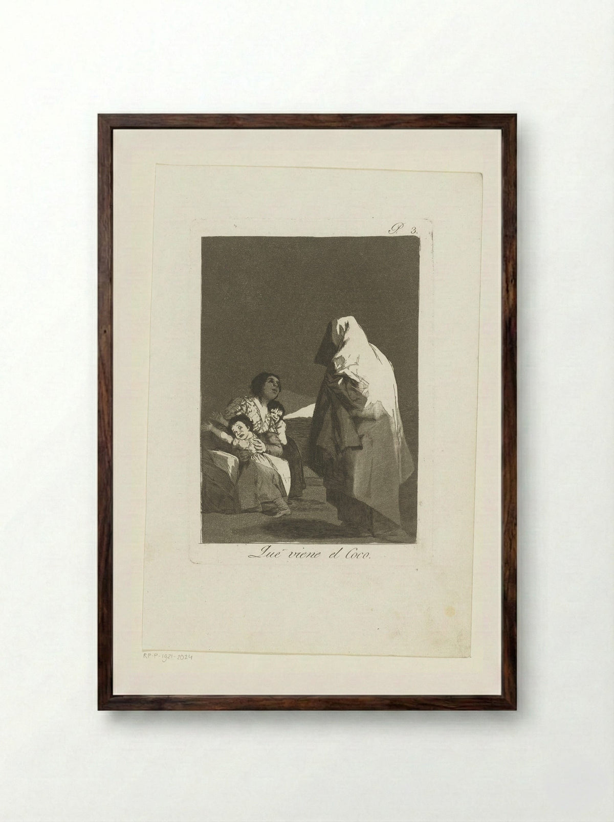 Que viene el Coco - Francisco de Goya - Framed Print Dark Wood