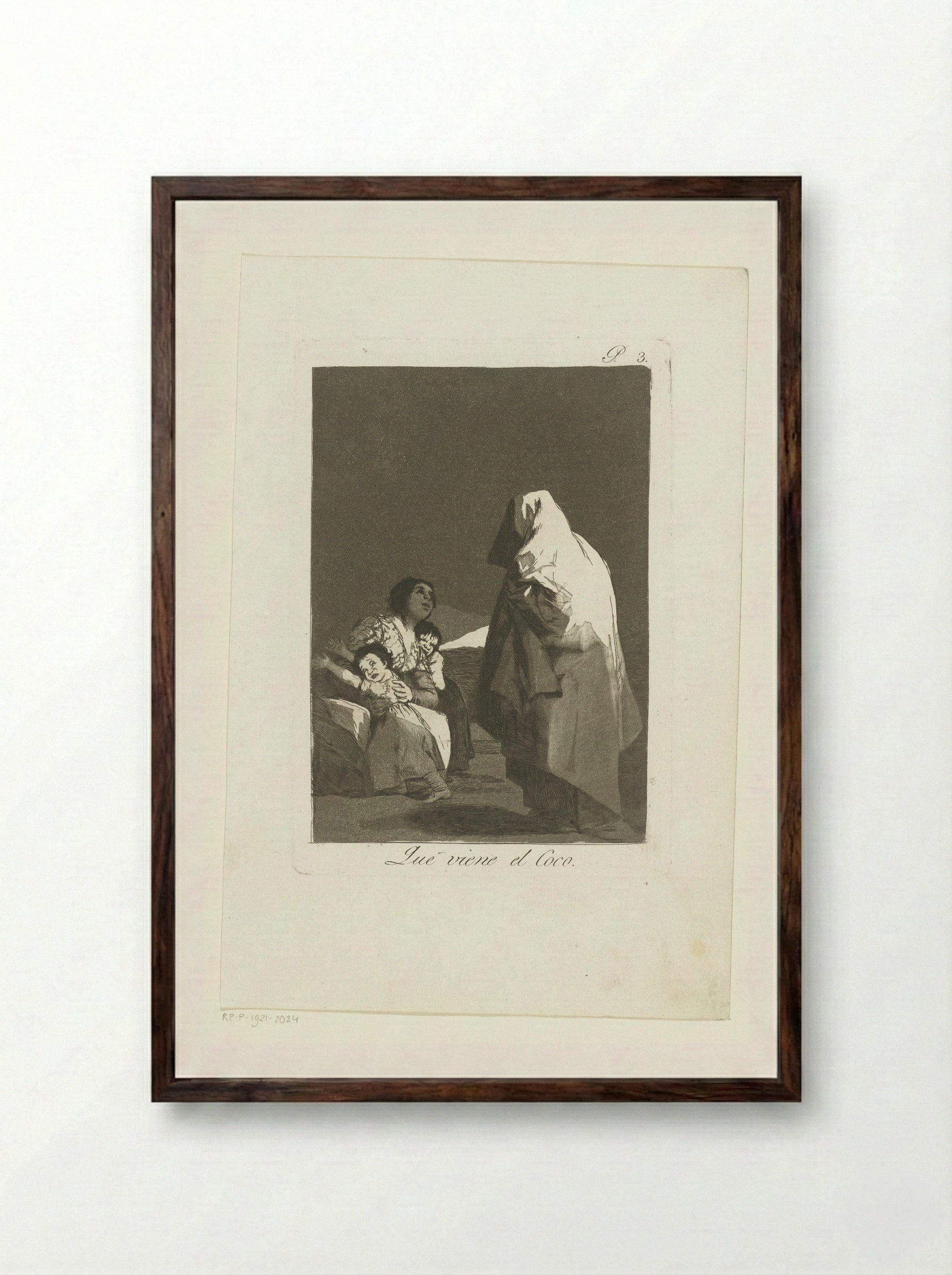 Que viene el Coco - Francisco de Goya - Framed Print Dark Wood