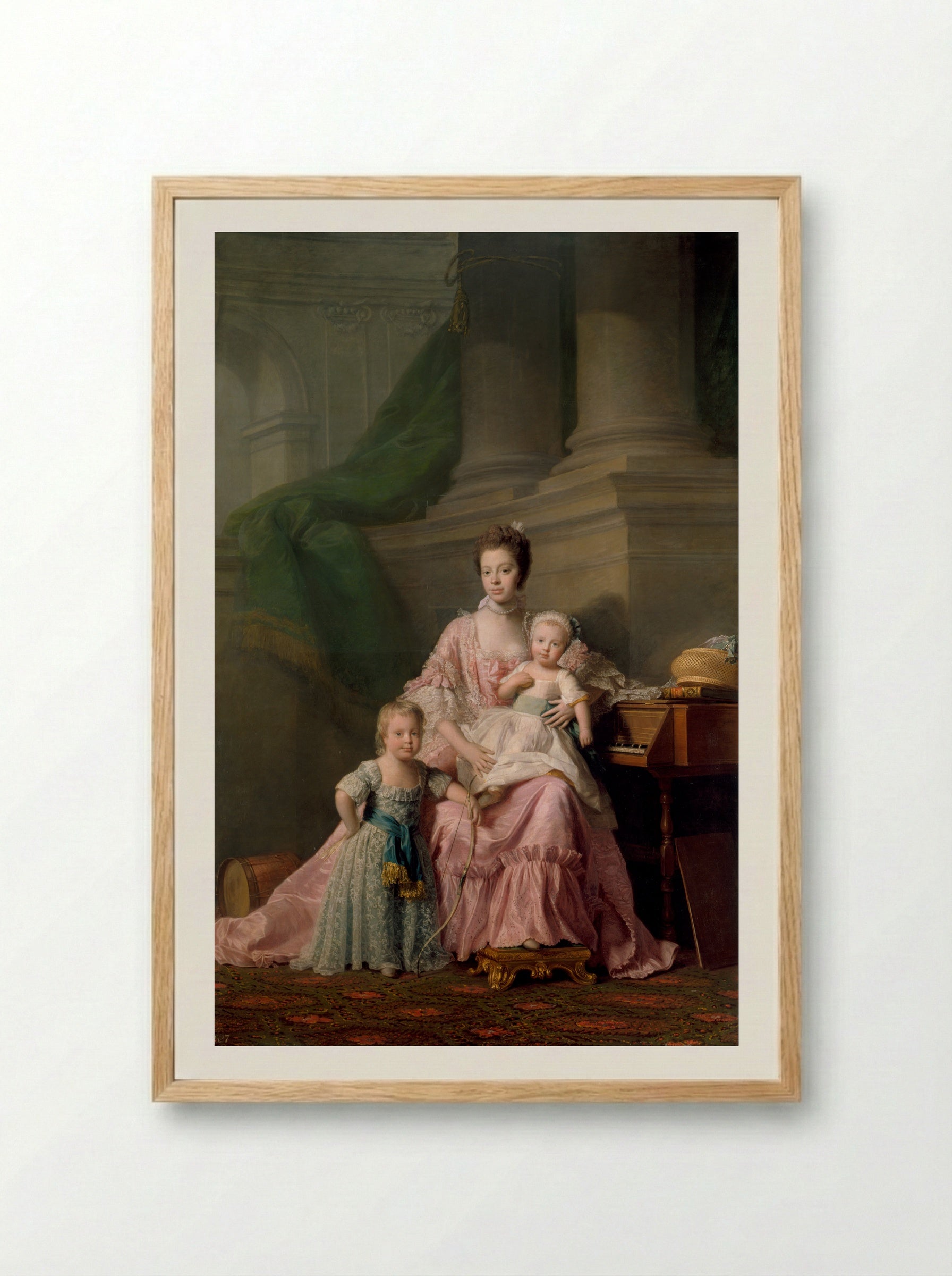 Queen Charlotte with her Two Eldest Children - Allan Ramsay - Framed Print Wood