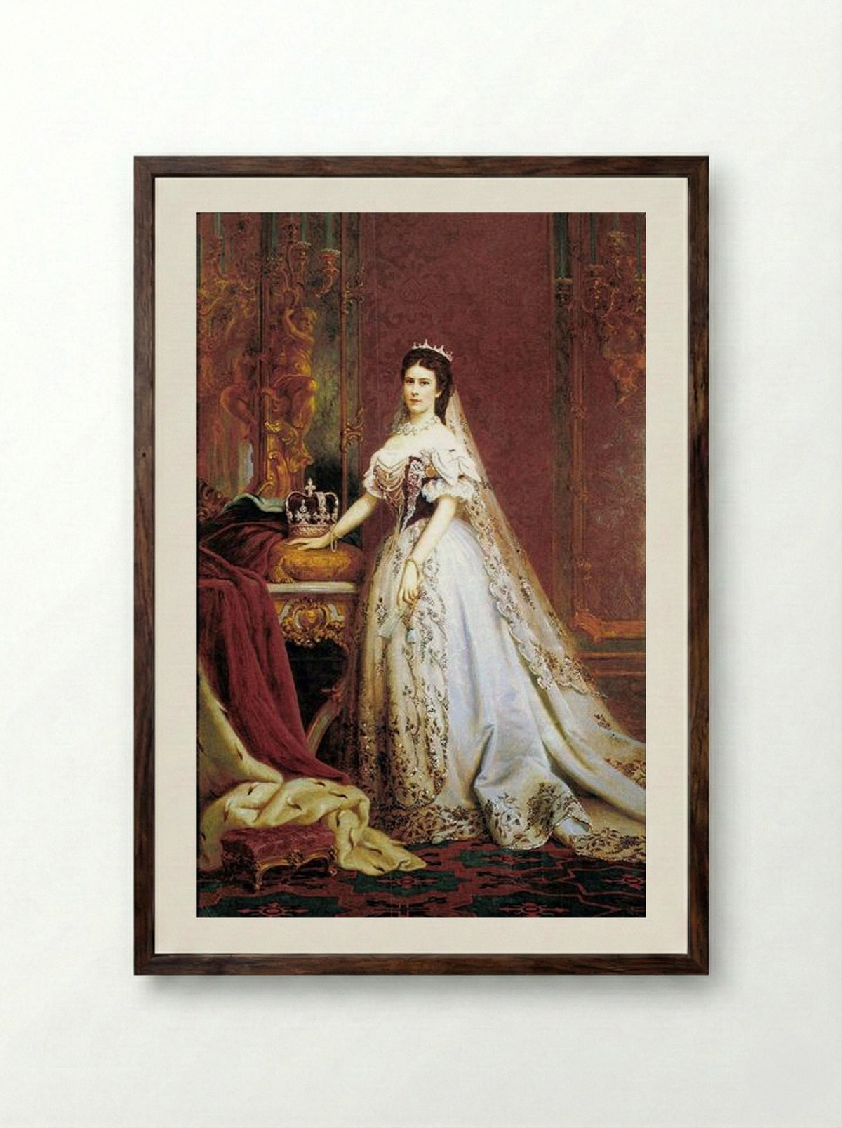Queen Elisabeth of Hungary and Bohemia - Bertalan Székely - Framed Print Dark Wood