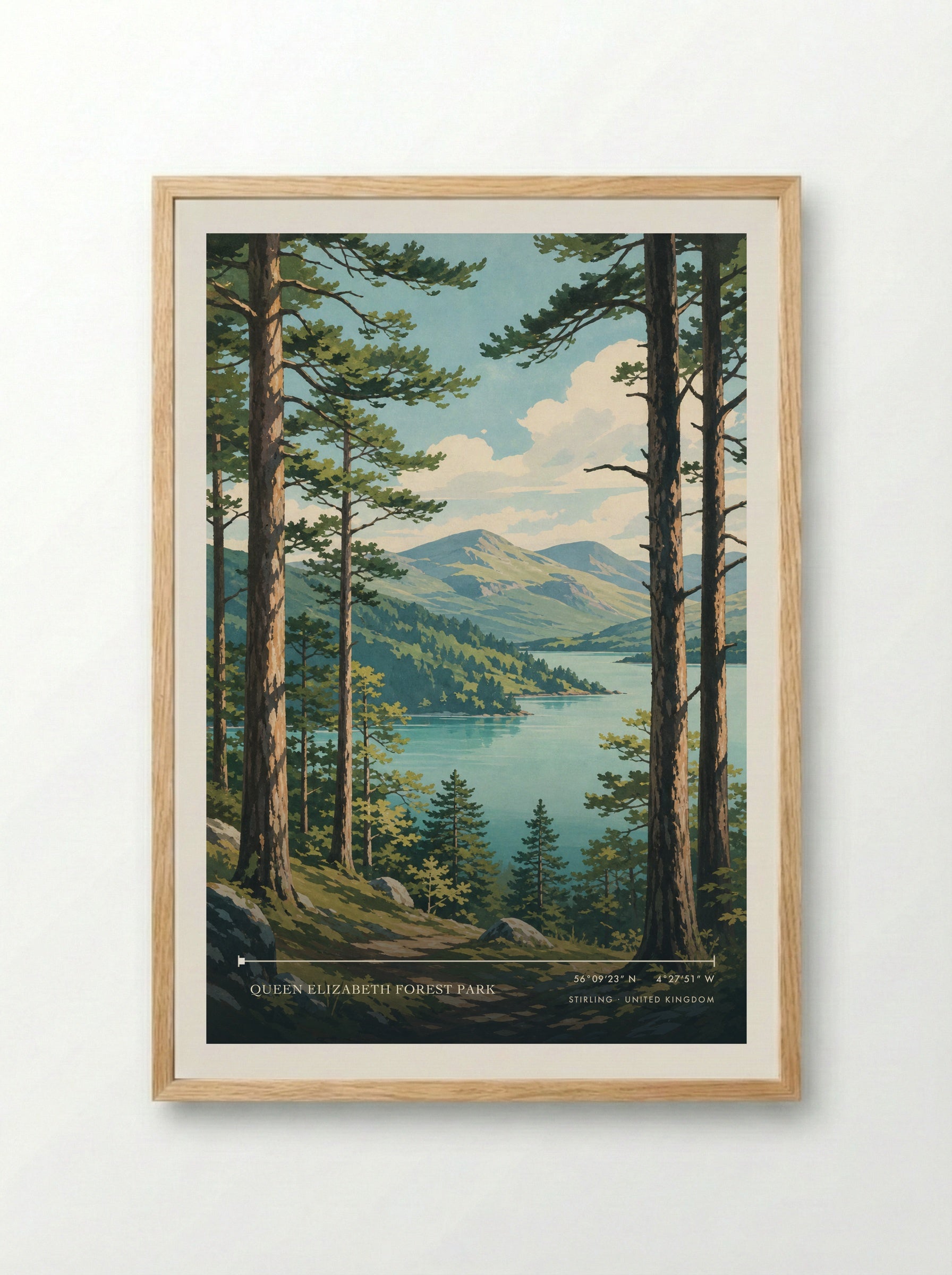 Queen Elizabeth Forest Park Stirling United Kingdom Travel Poster - Framed Print Wood