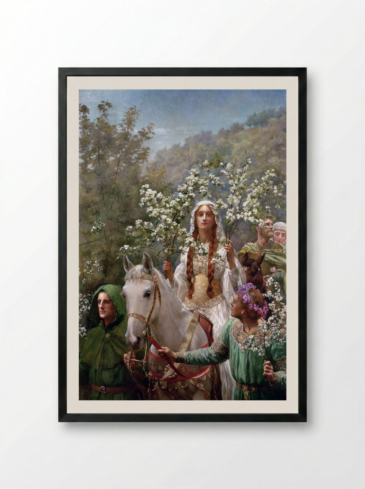 Queen Guinevere's Maying - John Collier - Framed Print Black