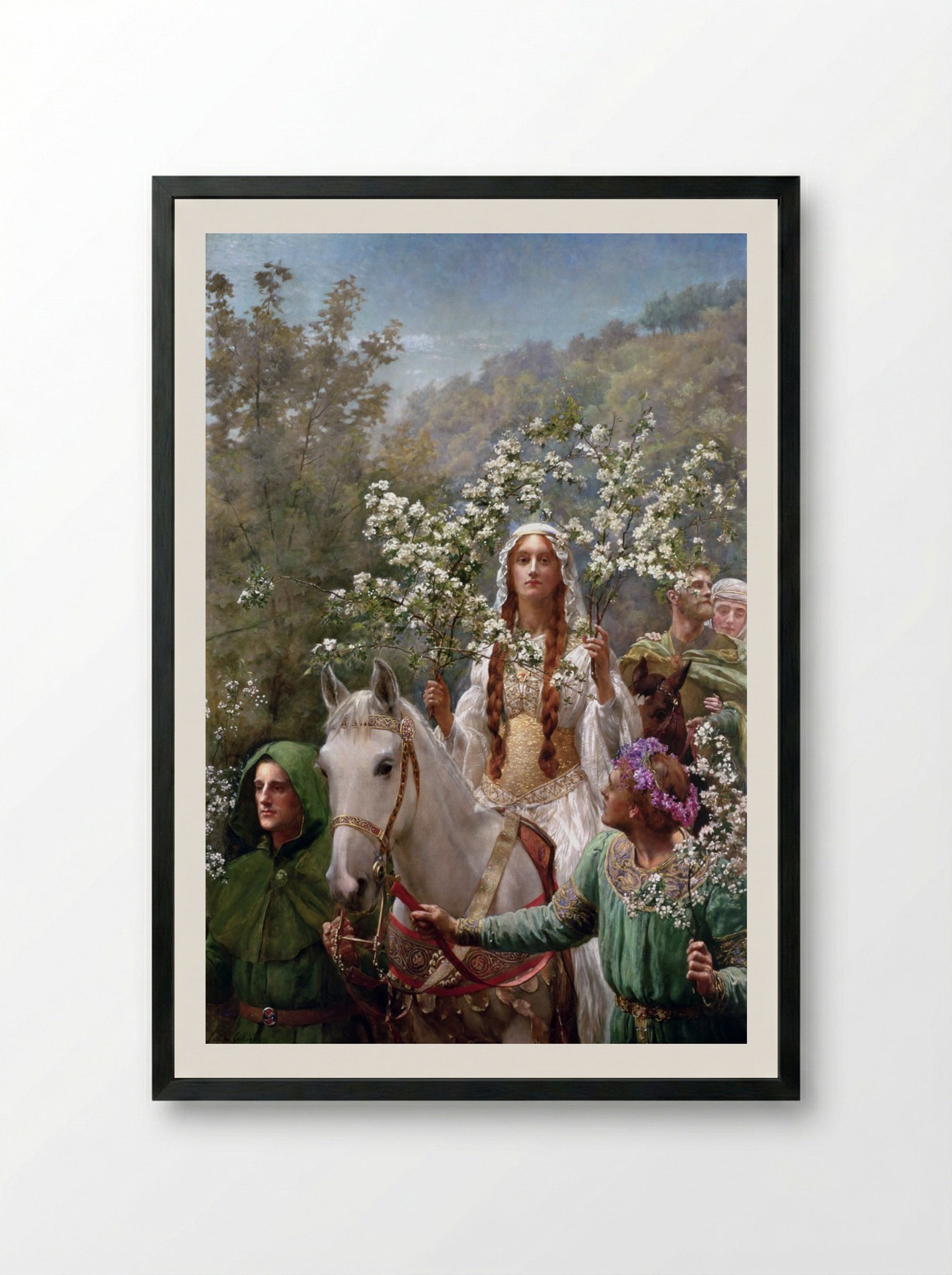Queen Guinevere's Maying - John Collier - Framed Print Black