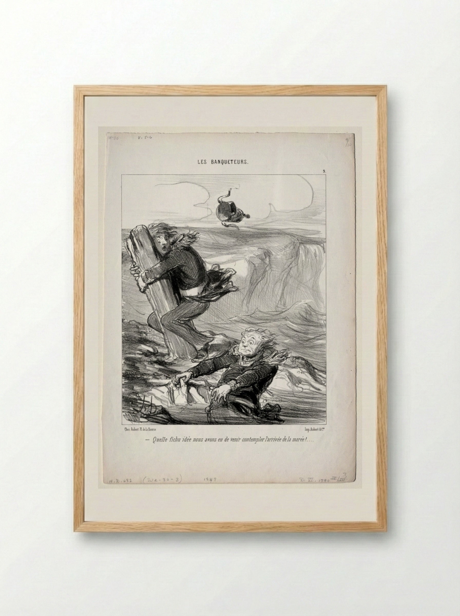 Quelle fichu idée nous avons eu de venir contempler l'arrivée de la marée! - Honoré Daumier - Framed Print Wood