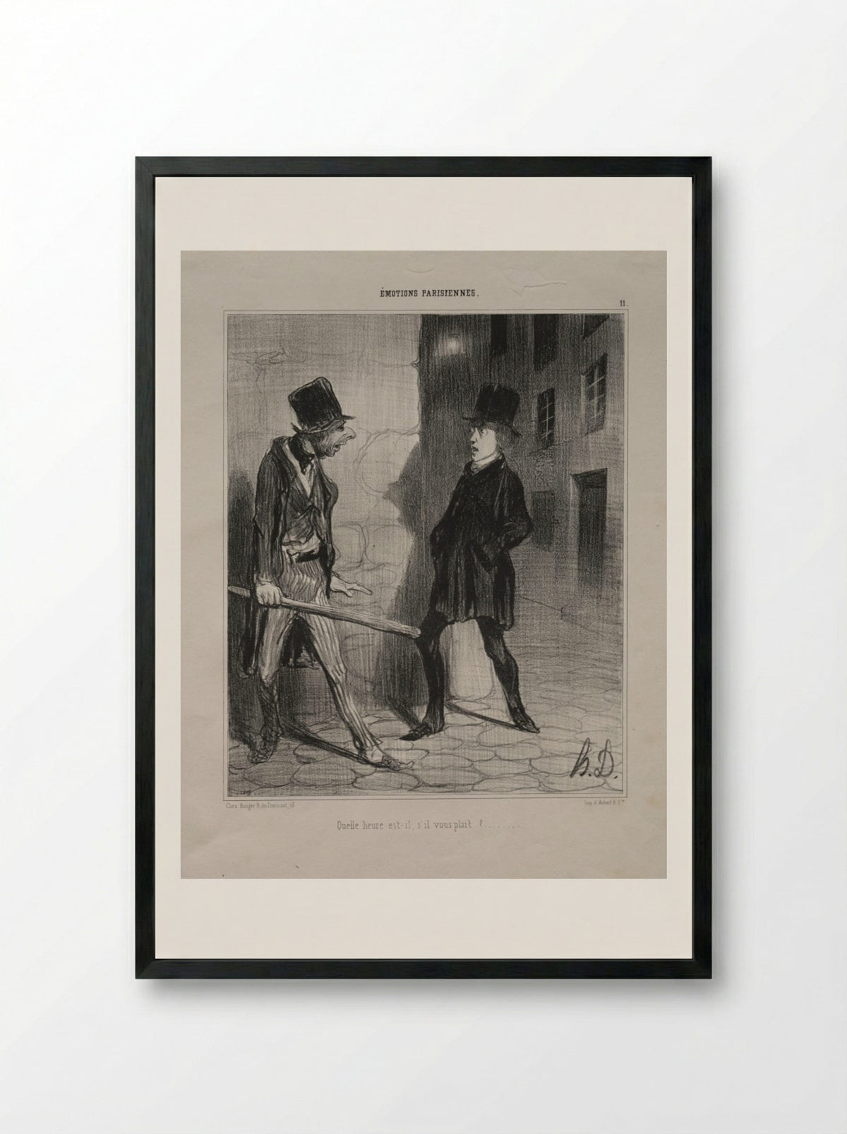 Quelle heure est-il, s'il vous plaît? - Honoré Daumier - Framed Print Black