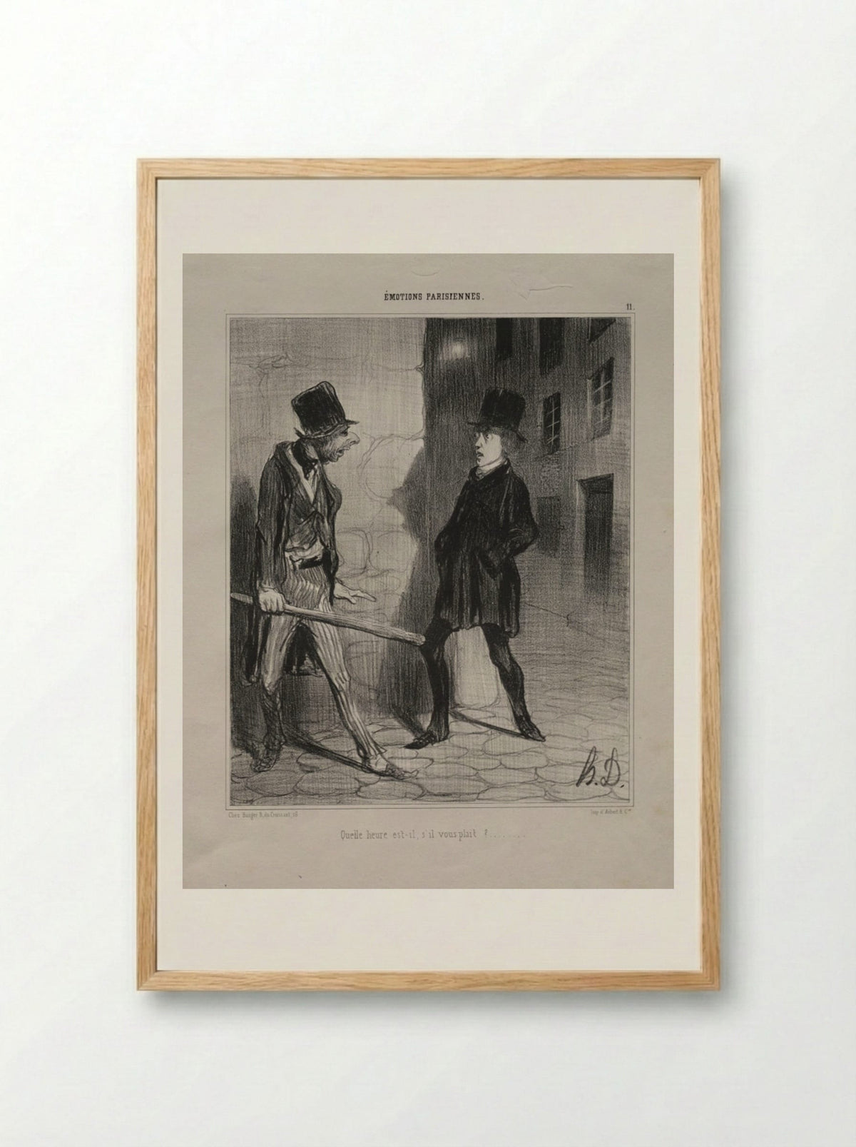 Quelle heure est-il, s'il vous plaît? - Honoré Daumier - Framed Print Wood