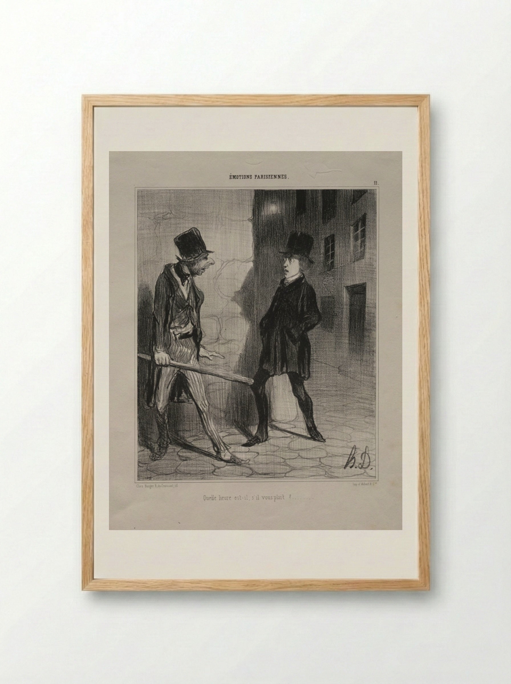Quelle heure est-il, s'il vous plaît? - Honoré Daumier - Framed Print Wood