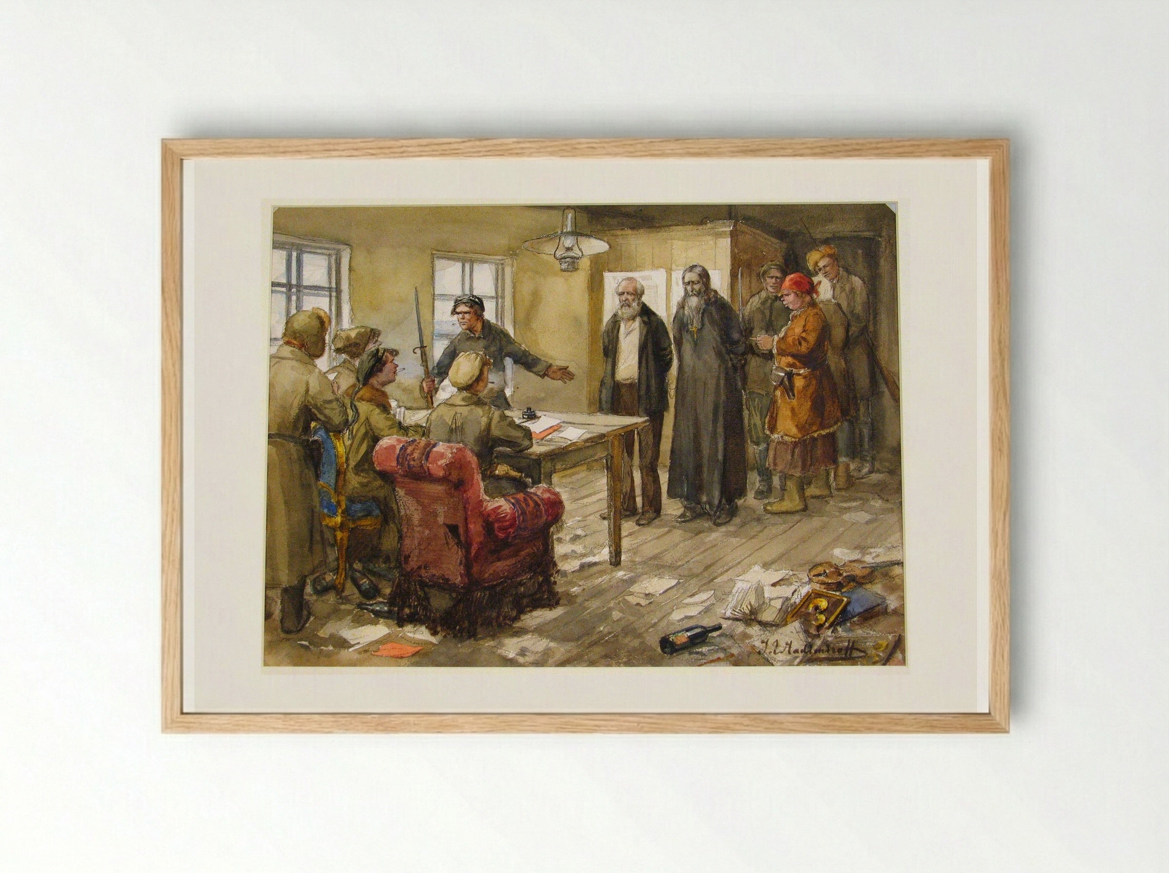 Questioning in the Committee of the Poor - Ivan Vladimirov - Framed Print Wood