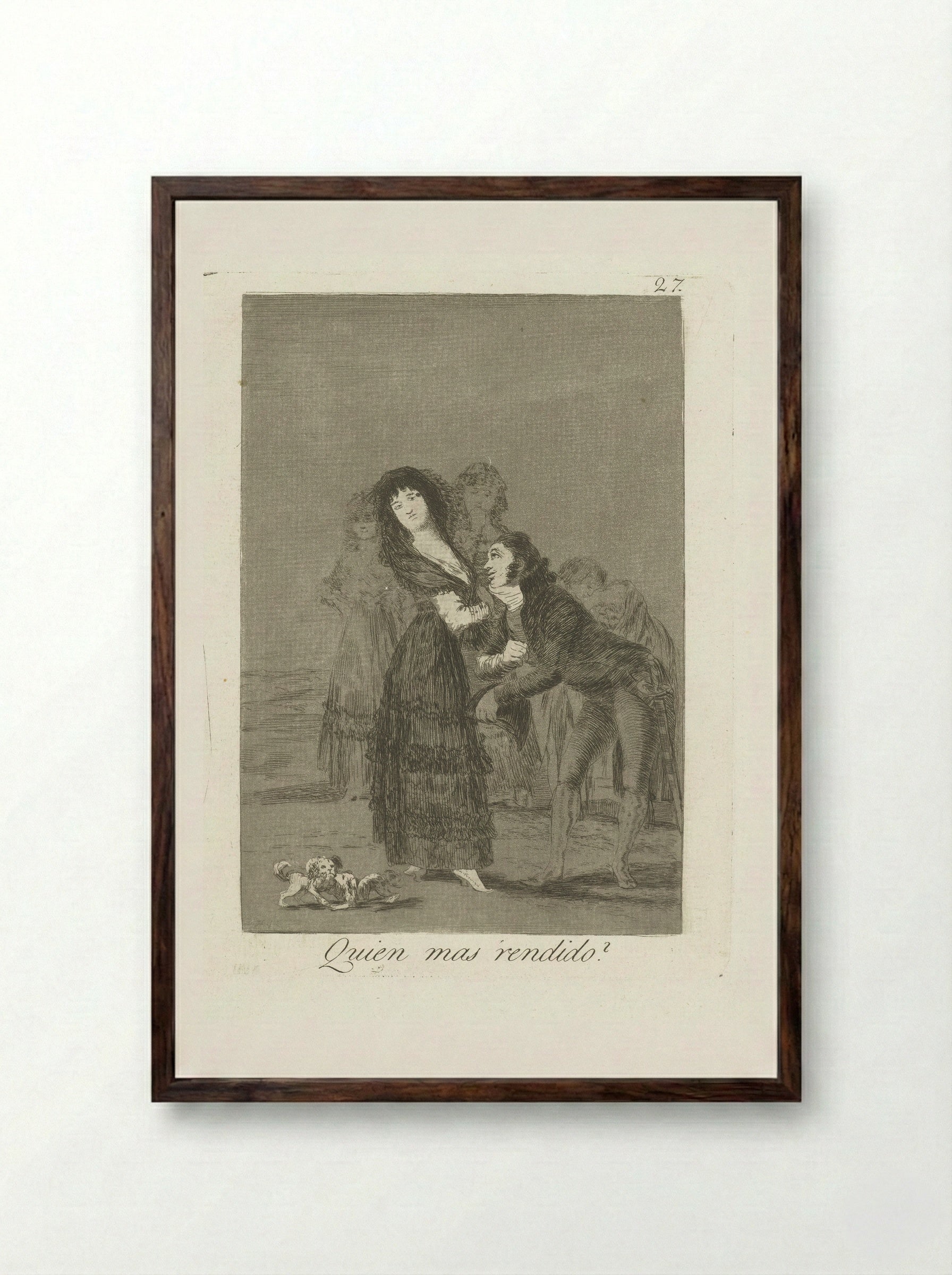 Quien mas rendido? - Francisco de Goya - Framed Print Dark Wood