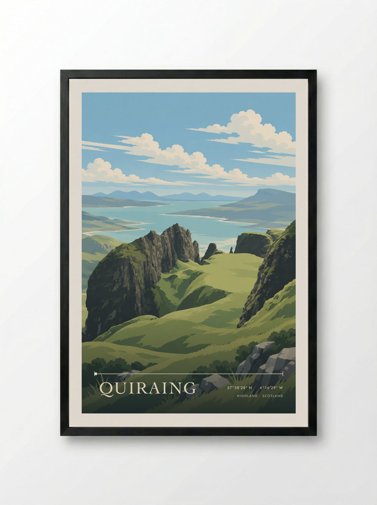 Quiraing, Highland | Travel Poster - Framed Print Black