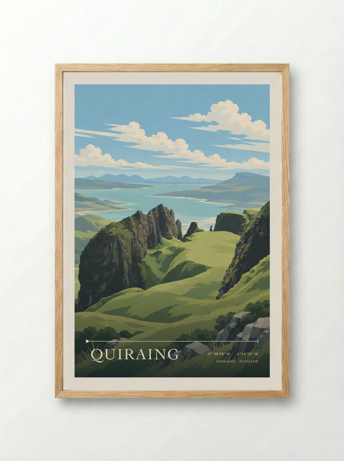 Quiraing, Highland | Travel Poster - Framed Print Wood