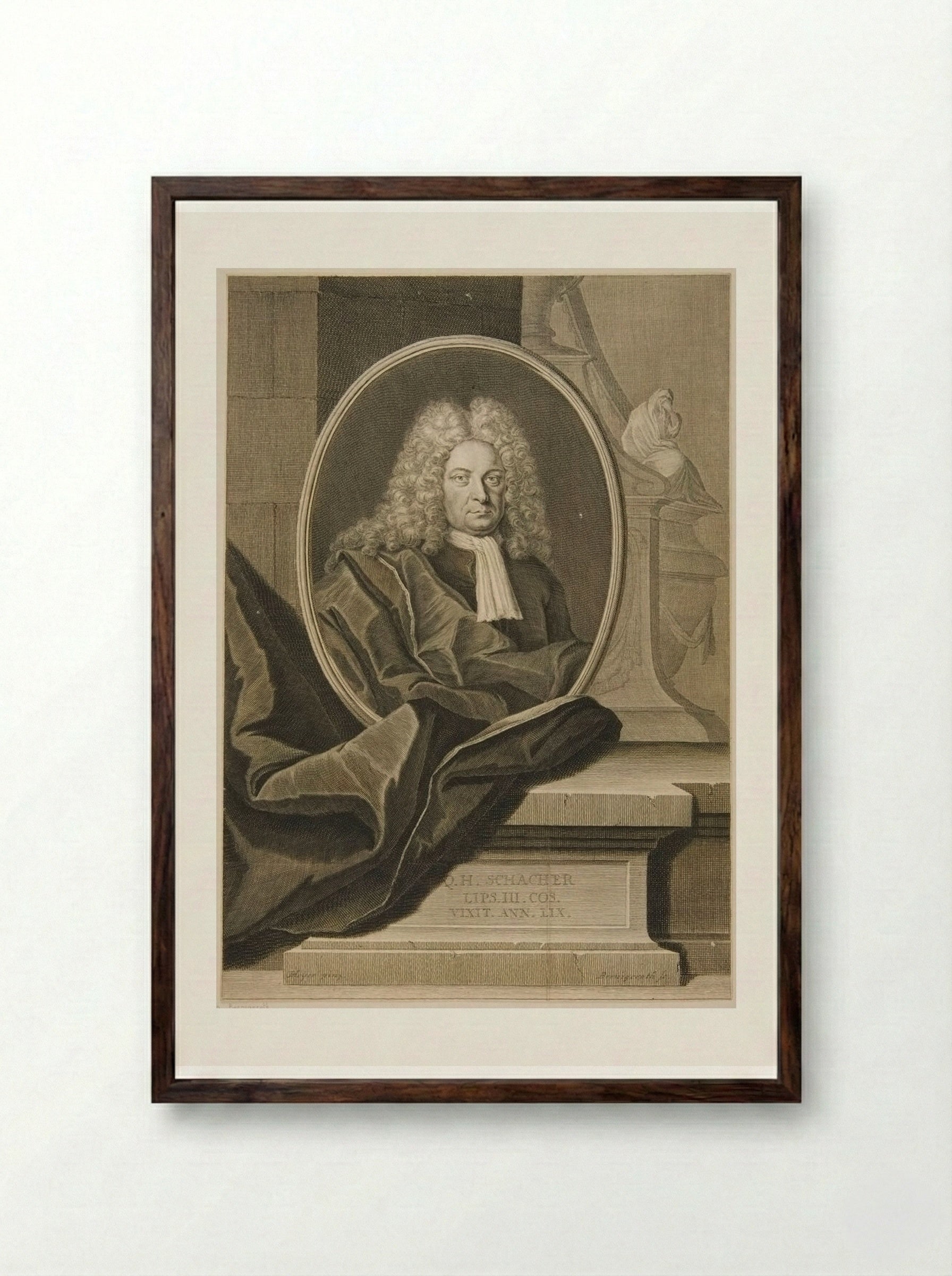 Quirin Hartman Schacher - Johann Martin Bernigeroth - Framed Print Dark Wood
