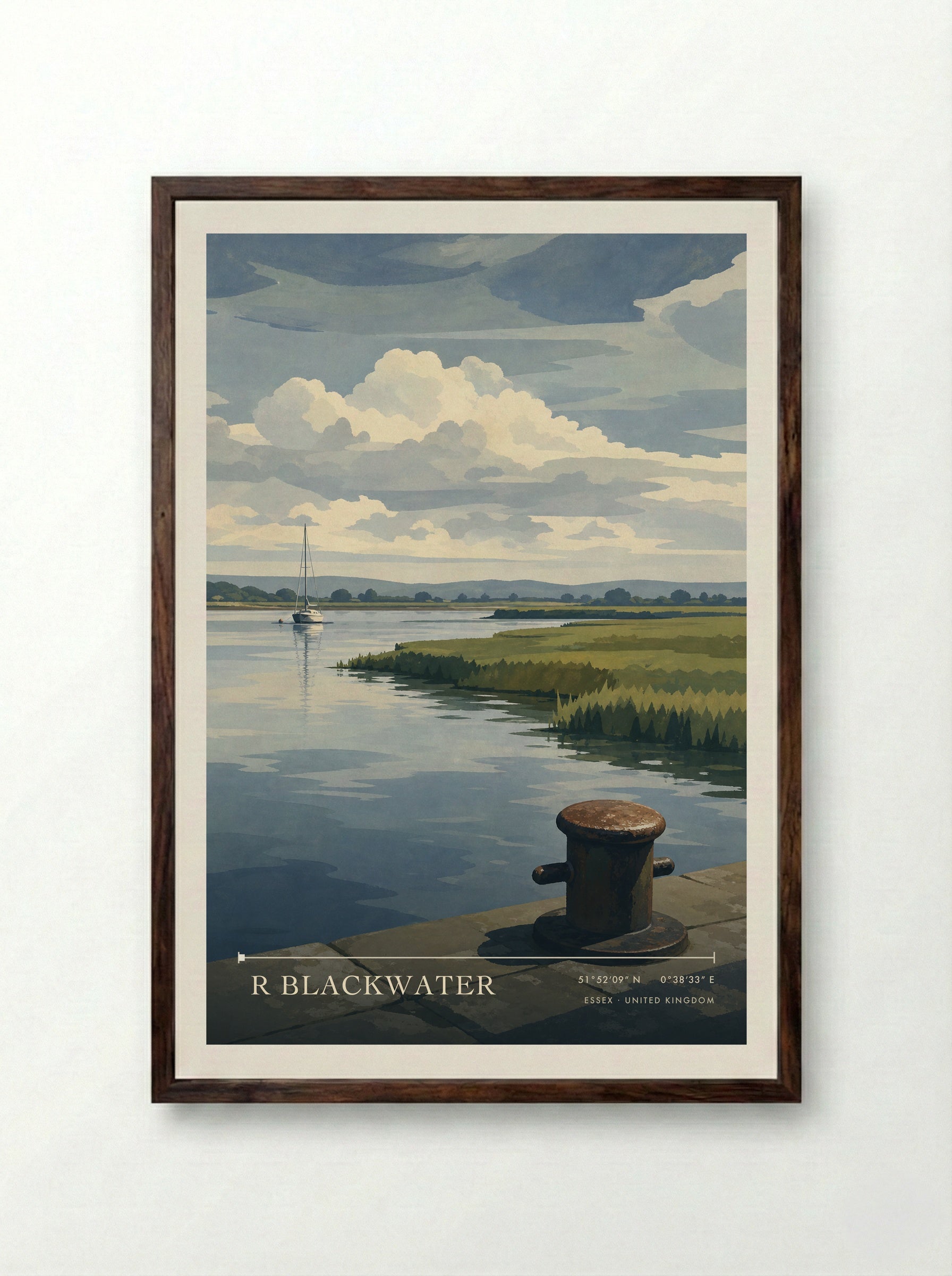 R Blackwater Essex United Kingdom Travel Poster - Framed Print Dark Wood