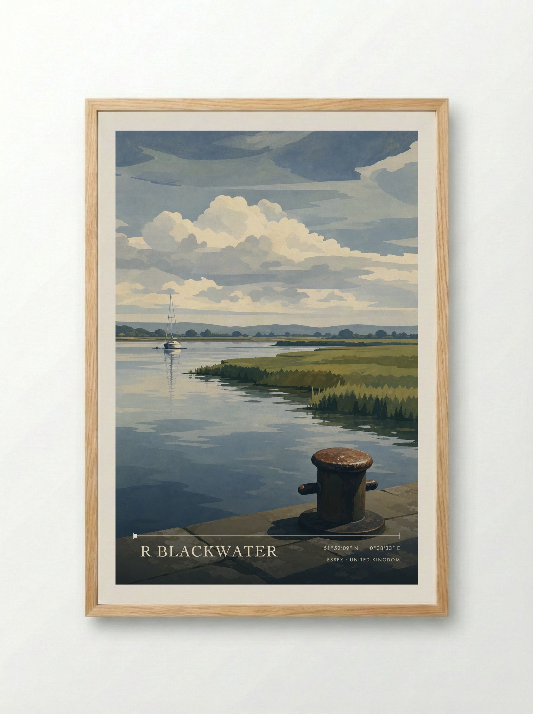 R Blackwater Essex United Kingdom Travel Poster - Framed Print Wood