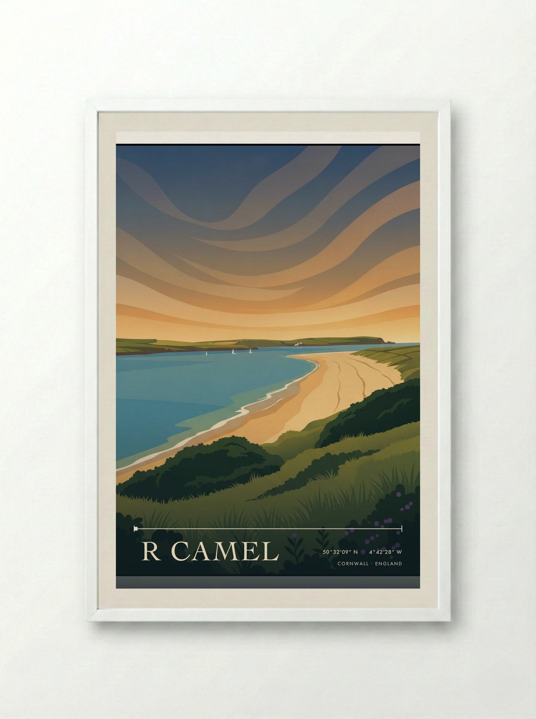 R Camel Cornwall England Travel Poster - Framed Print White