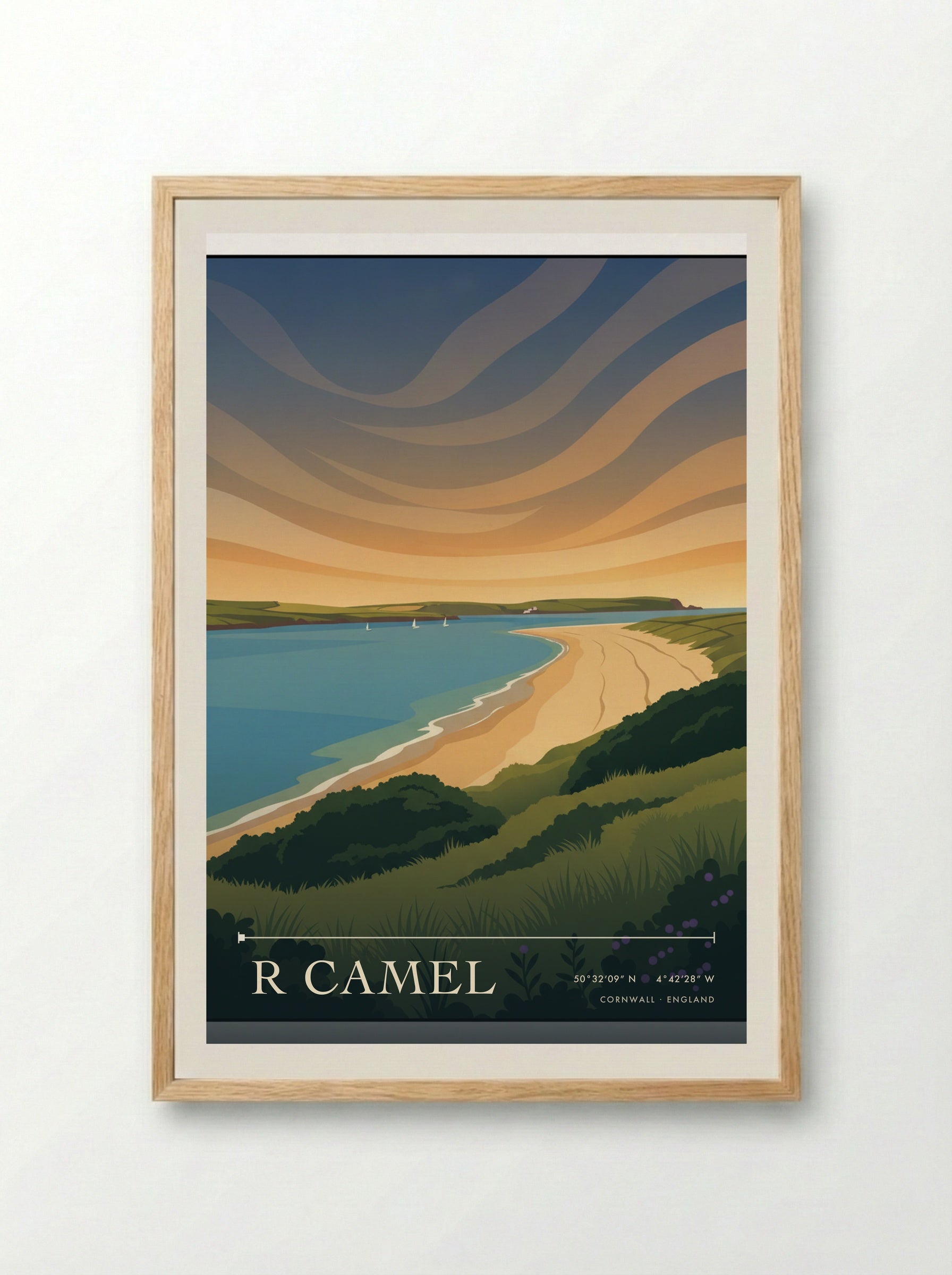 R Camel Cornwall England Travel Poster - Framed Print Wood