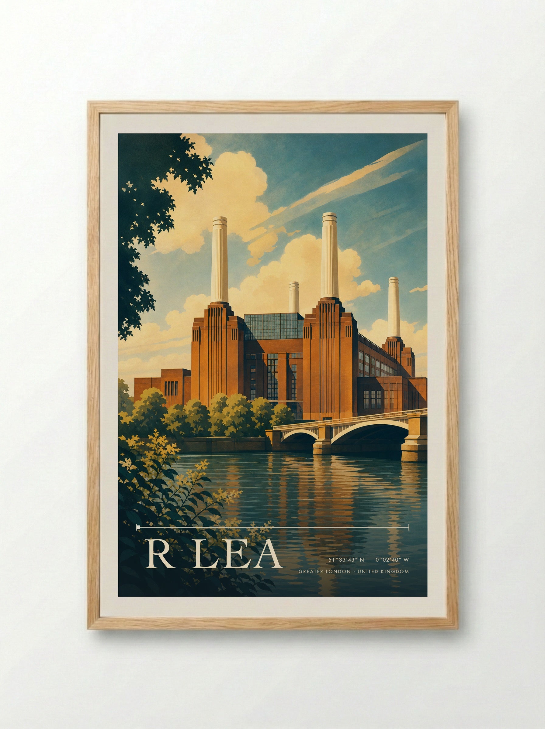 R Lea Greater London United Kingdom Travel Poster - Framed Print Wood