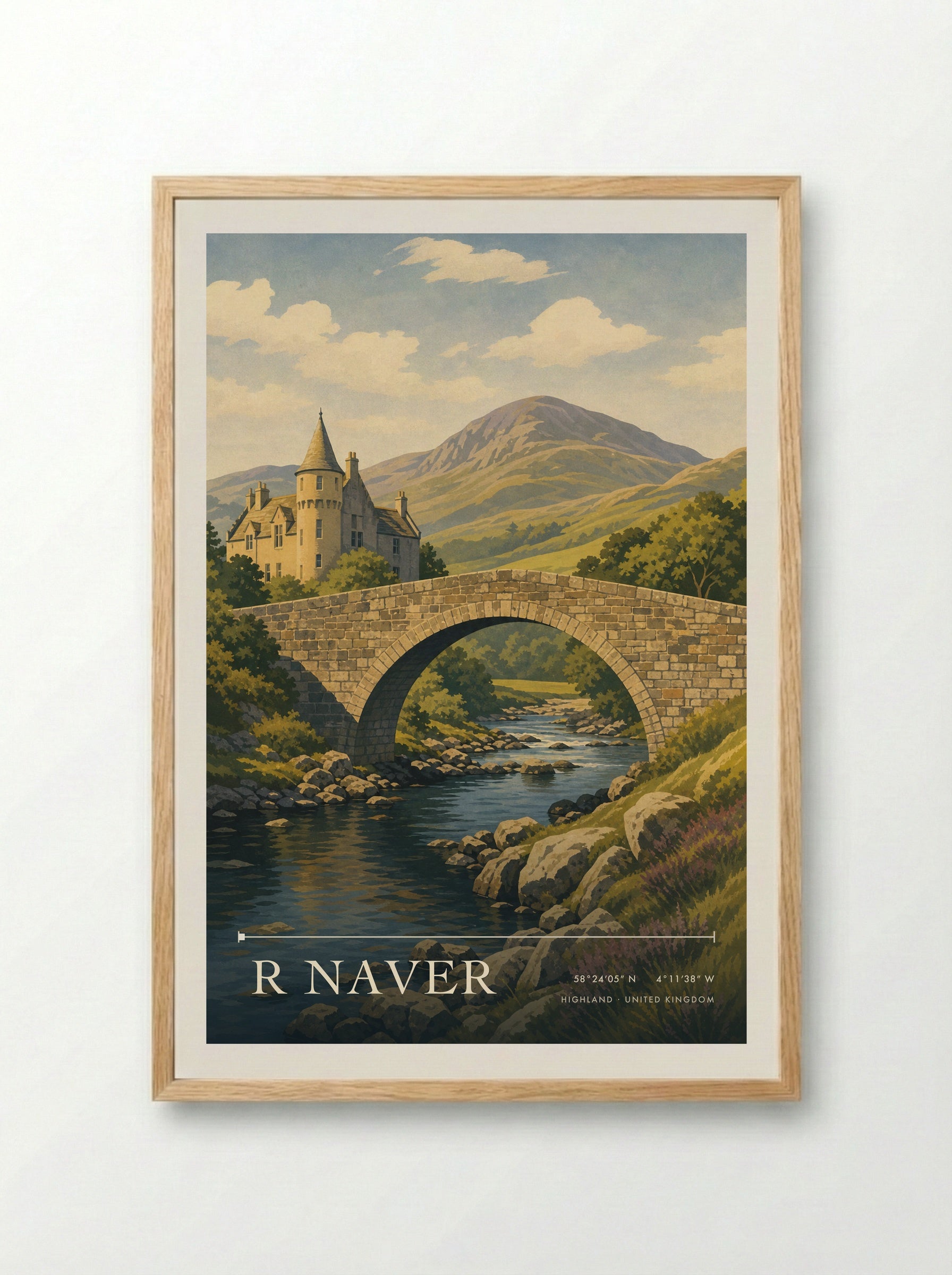R Naver Highland United Kingdom Travel Poster - Framed Print Wood