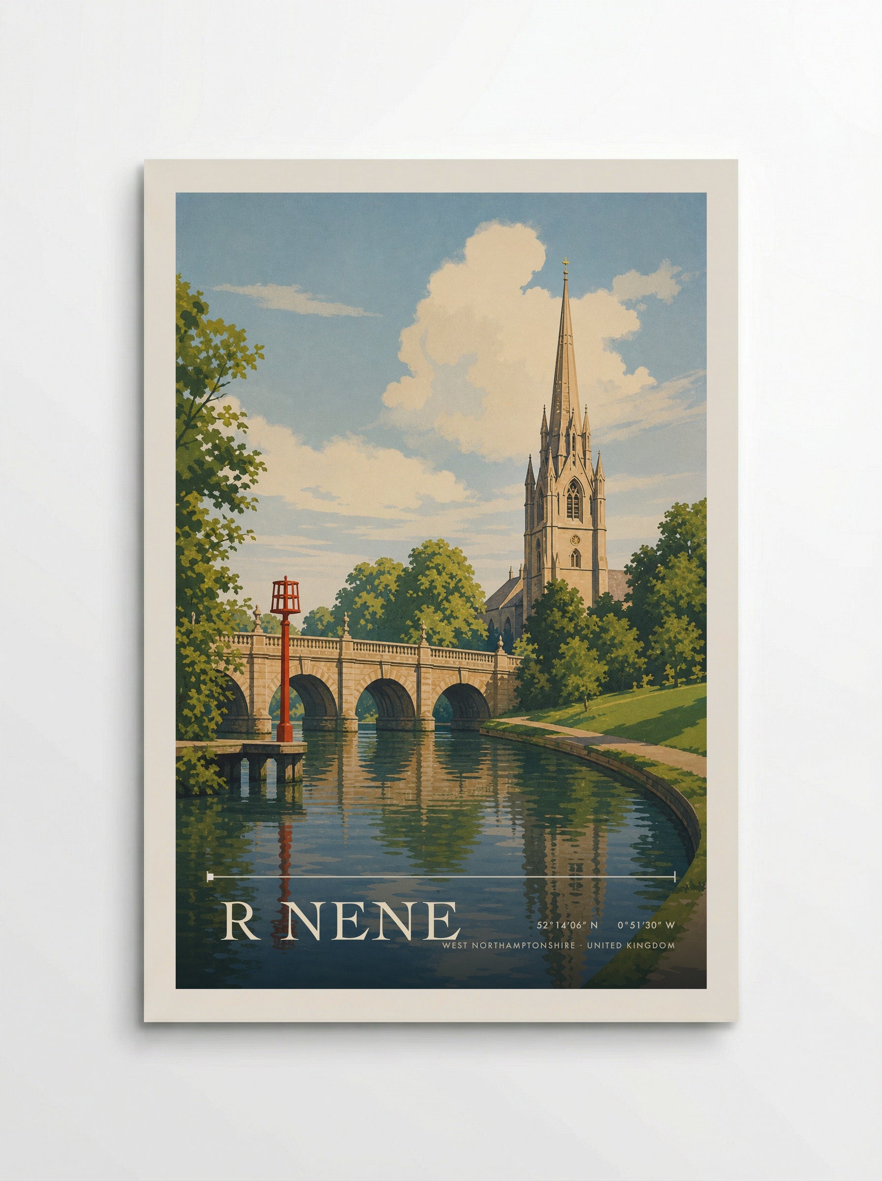 R Nene West Northamptonshire United Kingdom Travel Poster - Poster