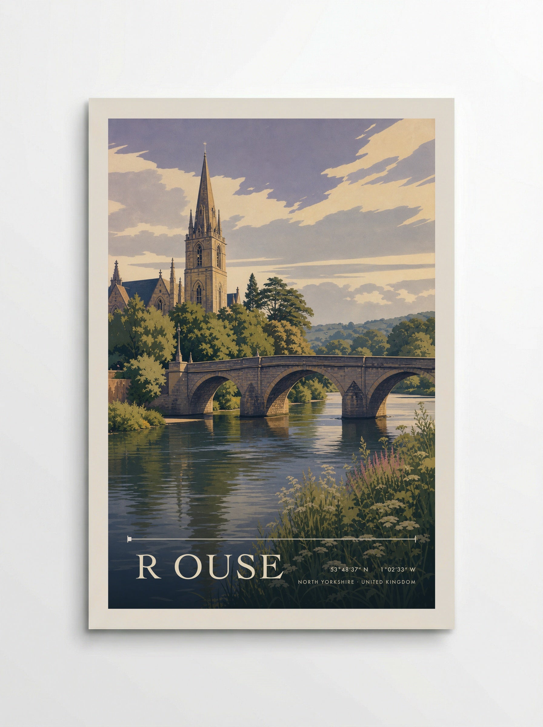 R Ouse North Yorkshire United Kingdom Travel Poster - Poster