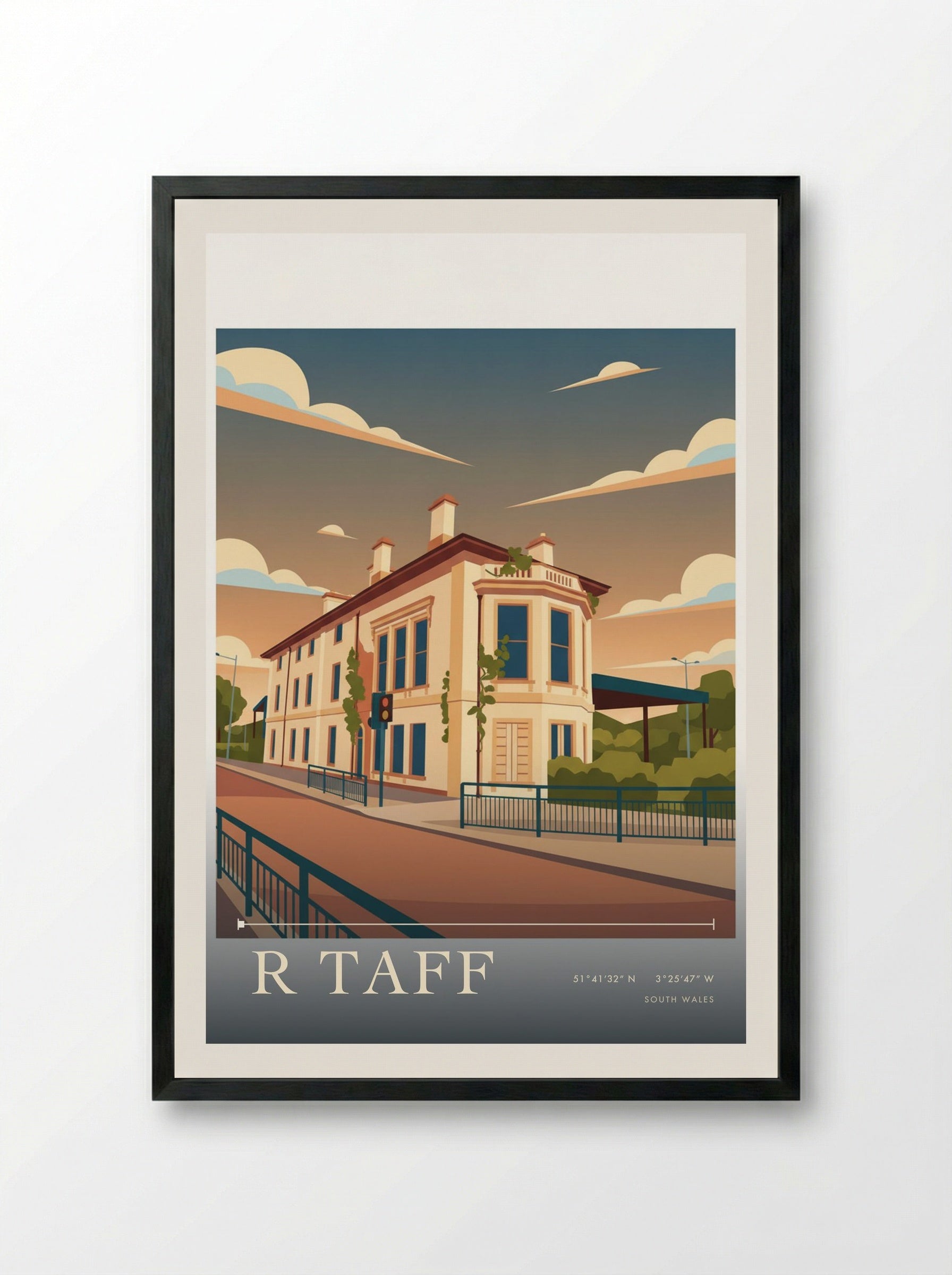 R Taff South Wales Wales Travel Poster - Framed Print Black