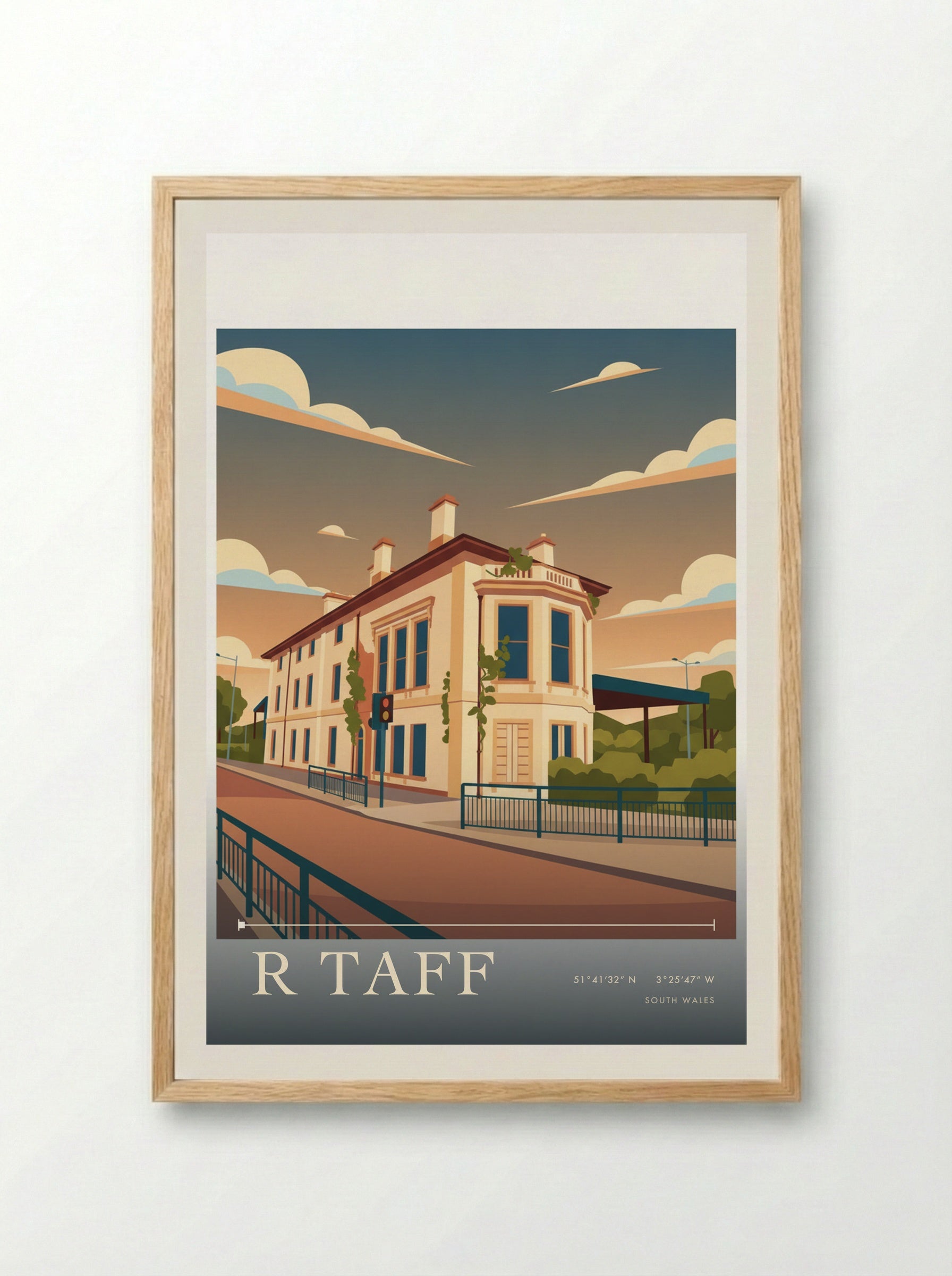 R Taff South Wales Wales Travel Poster - Framed Print Wood