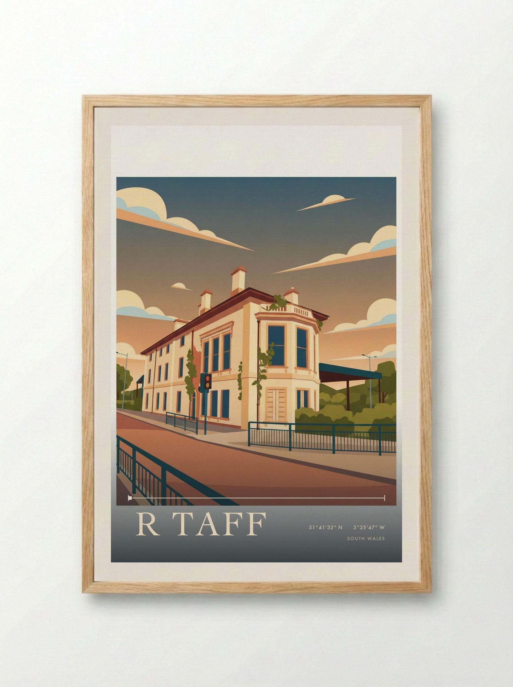 R Taff South Wales Wales Travel Poster - Framed Print Wood
