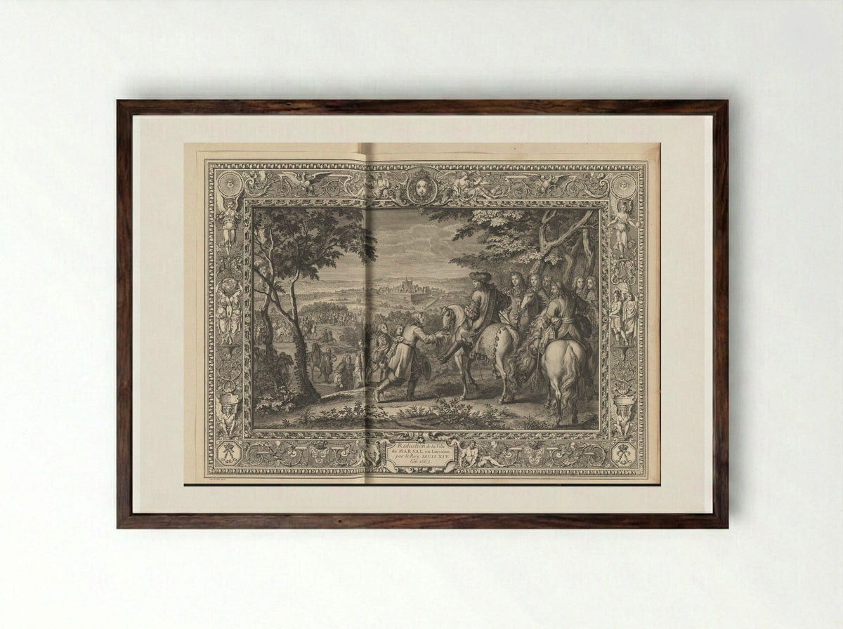 Réduction de la Ville de Marsal - Gérard Audran - Framed Print Dark Wood
