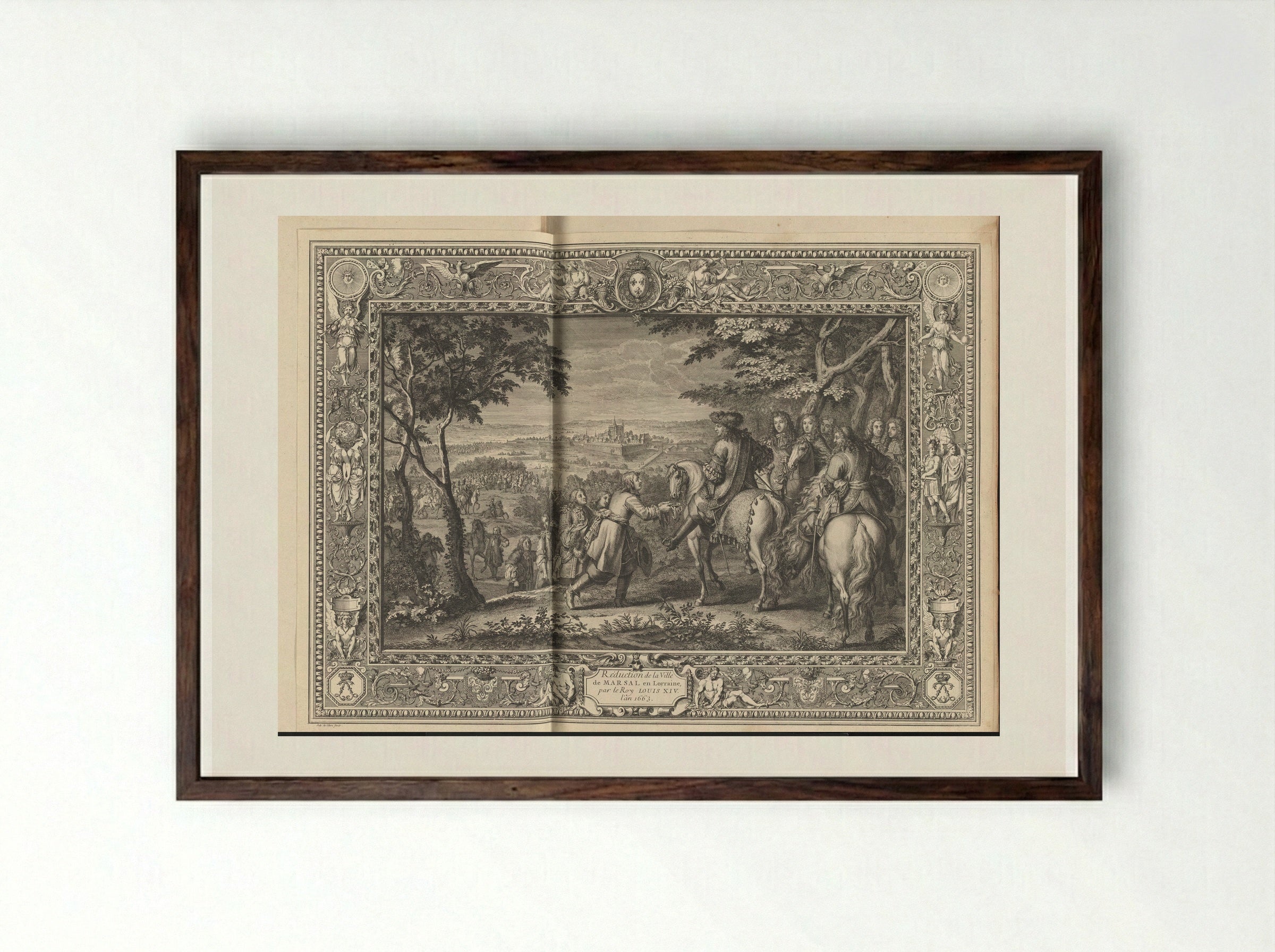 Réduction de la Ville de Marsal - Gérard Audran - Framed Print Dark Wood