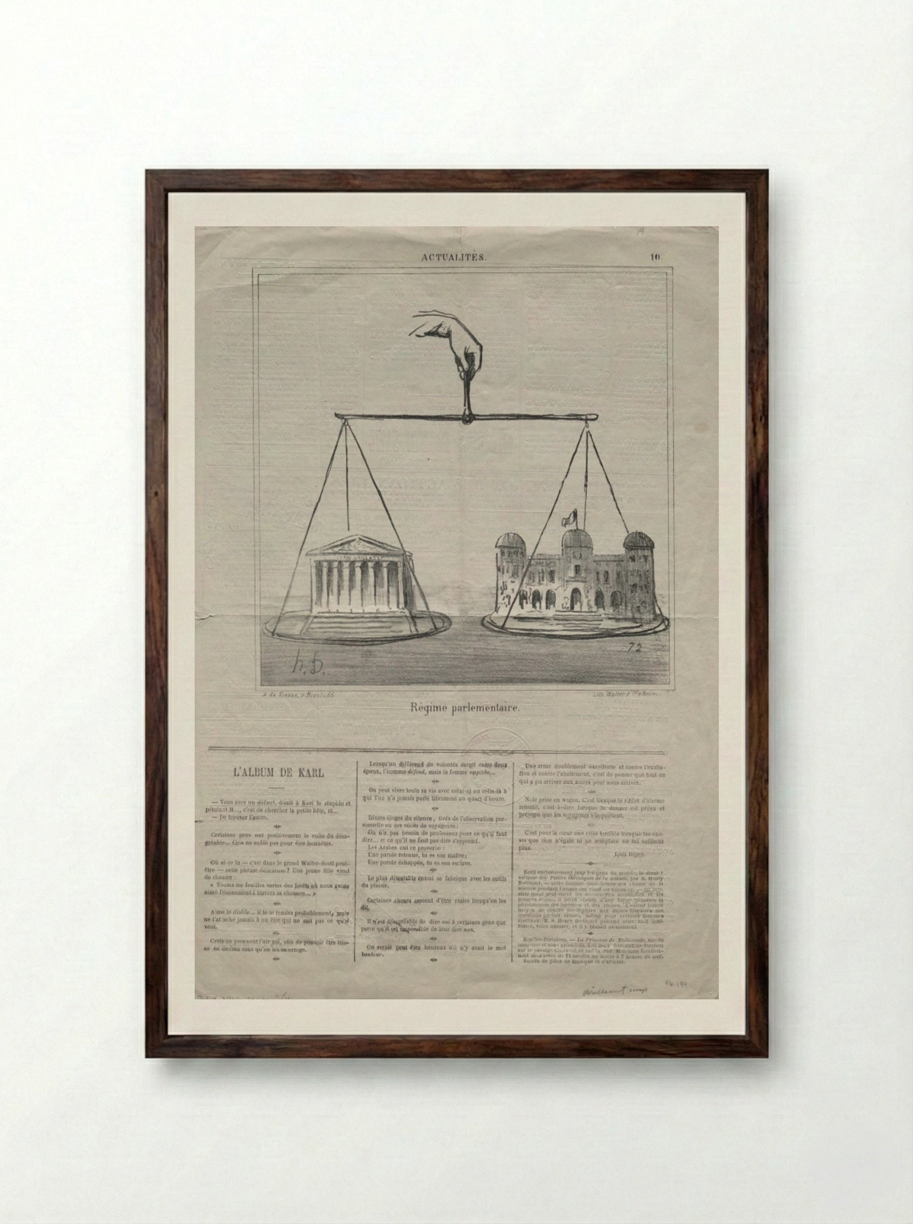 Régime parlementaire - Honoré Daumier - Framed Print Dark Wood