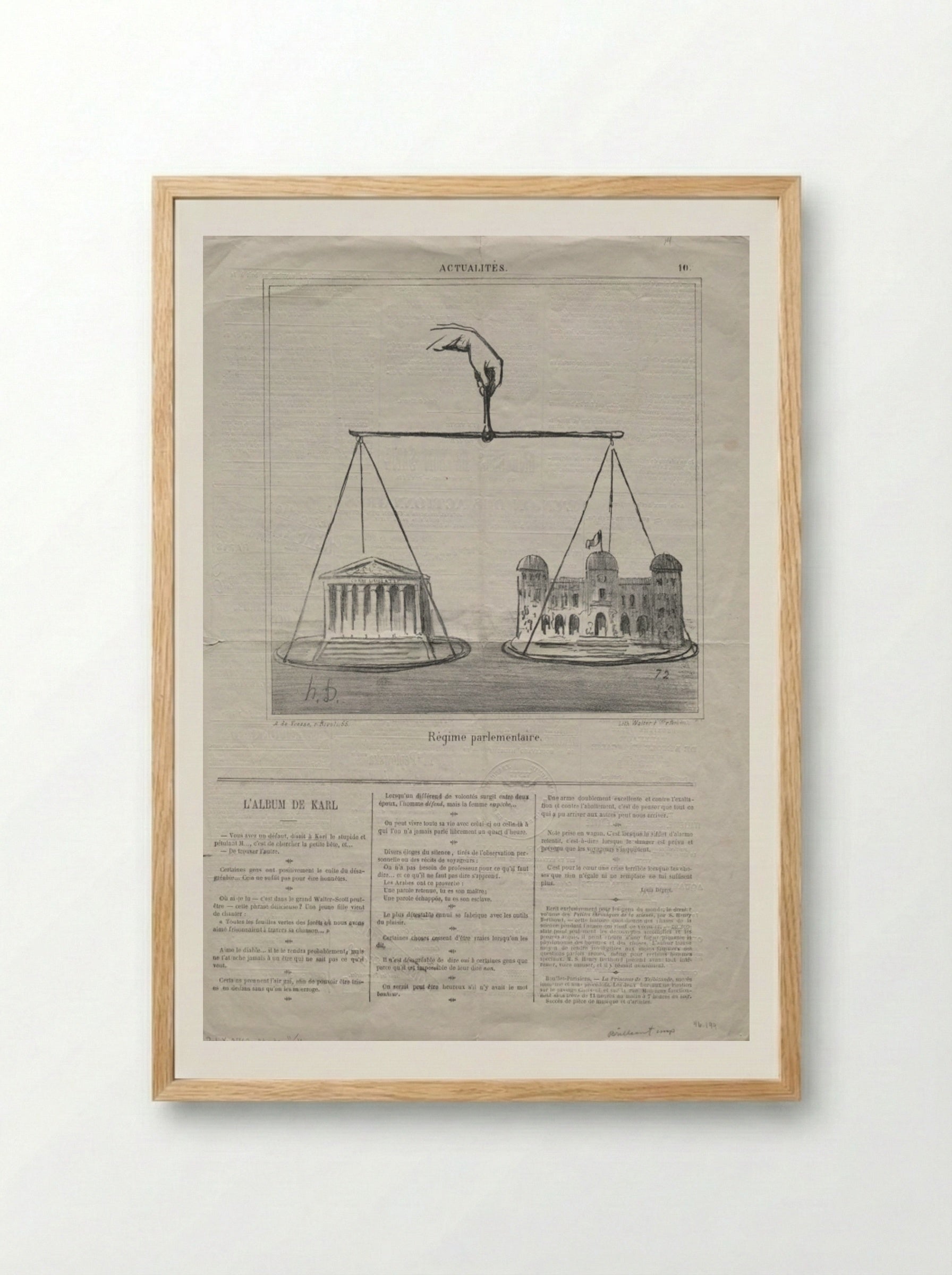 Régime parlementaire - Honoré Daumier - Framed Print Wood