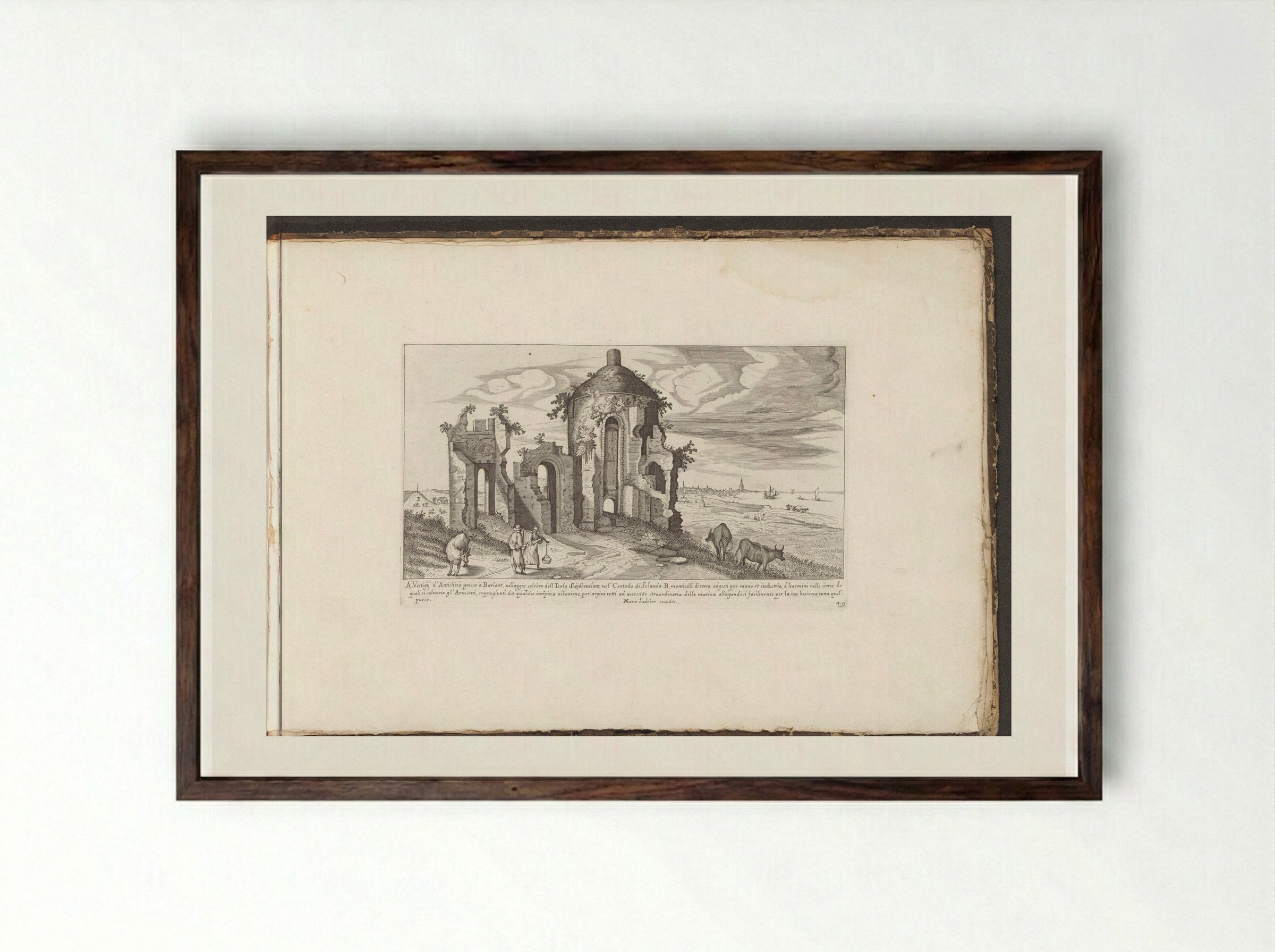 Rüine bij Baarland - Giovanni Giacomo de' Rossi - Framed Print Dark Wood