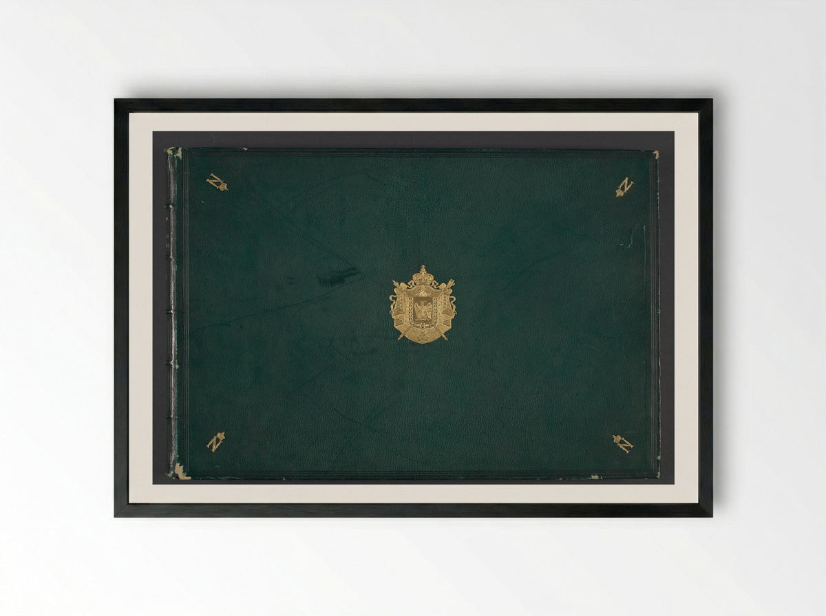 Réunion des Tuileries au Louvre, album 3 (Cover) - Édouard Denis Baldus - Framed Print Black