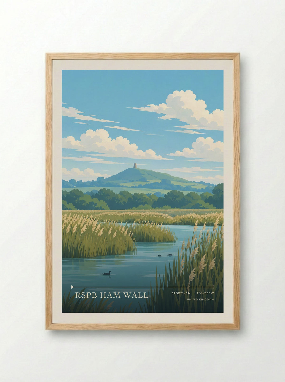 RSPB Ham Wall | Travel Poster - Framed Print Wood