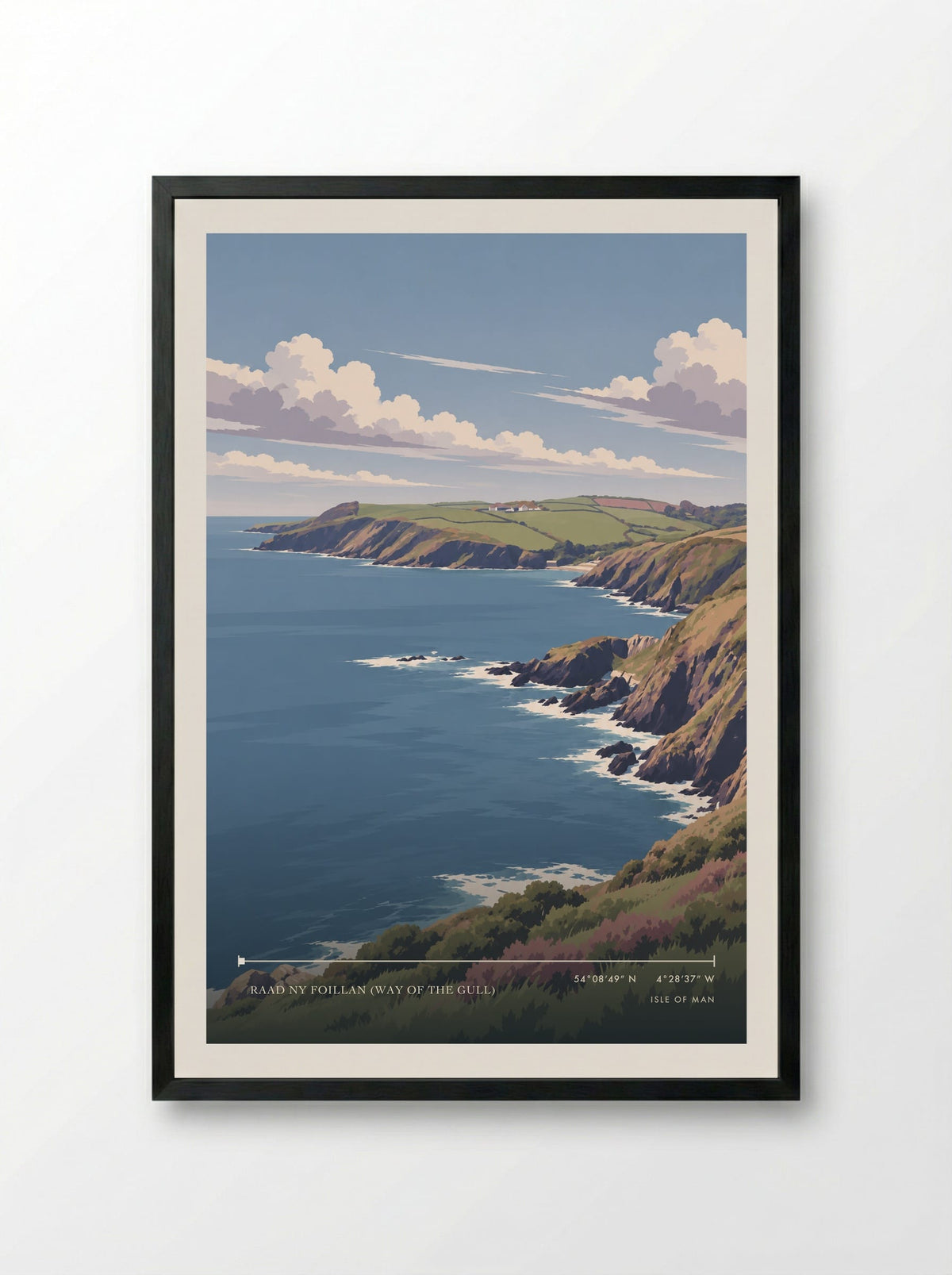 Raad ny Foillan (Way of the Gull), Isle of Man | Travel Poster - Framed Print Black