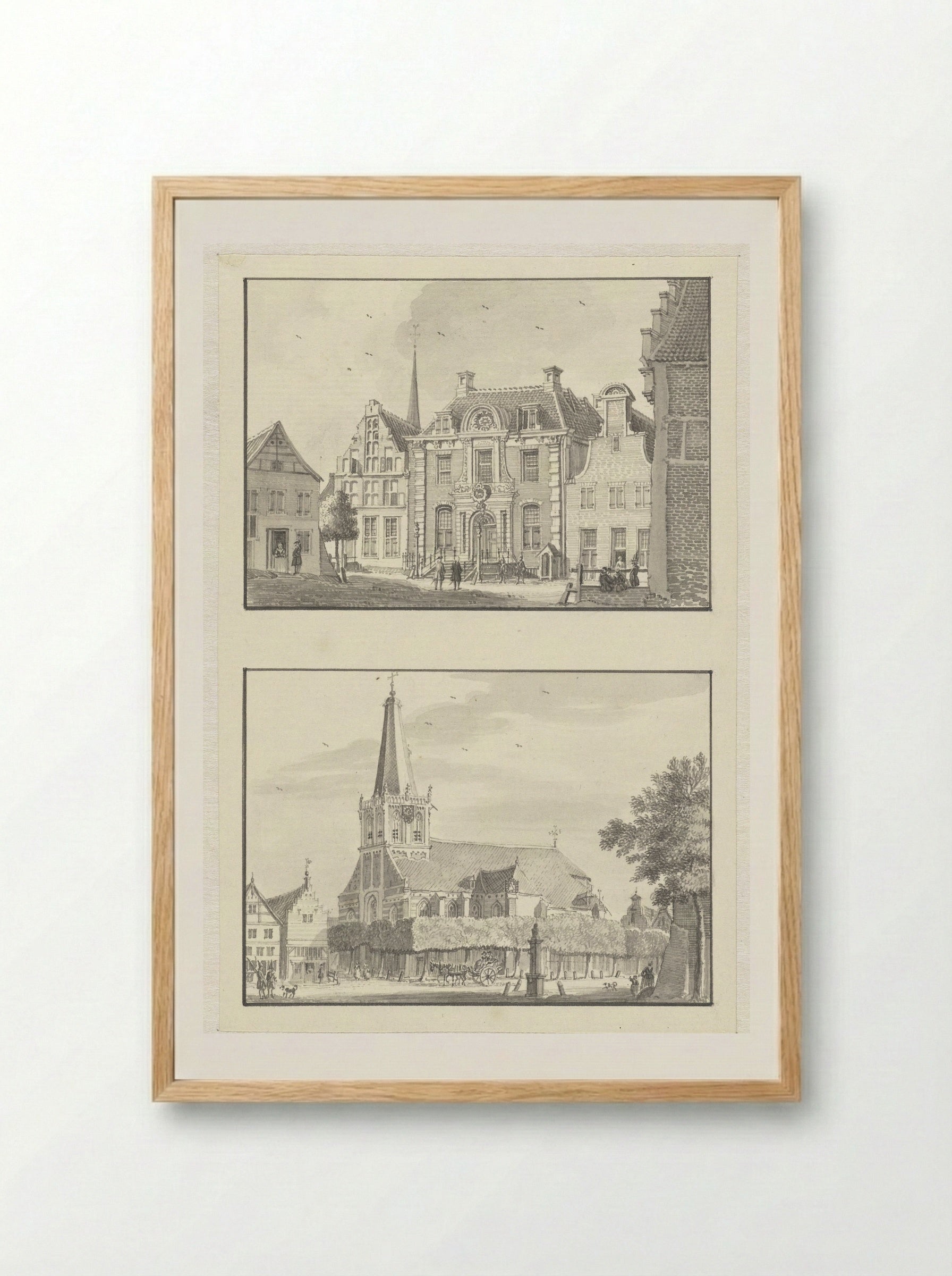 Raadhuis en kerk in Doetinchem - Jan de Beijer - Framed Print Wood