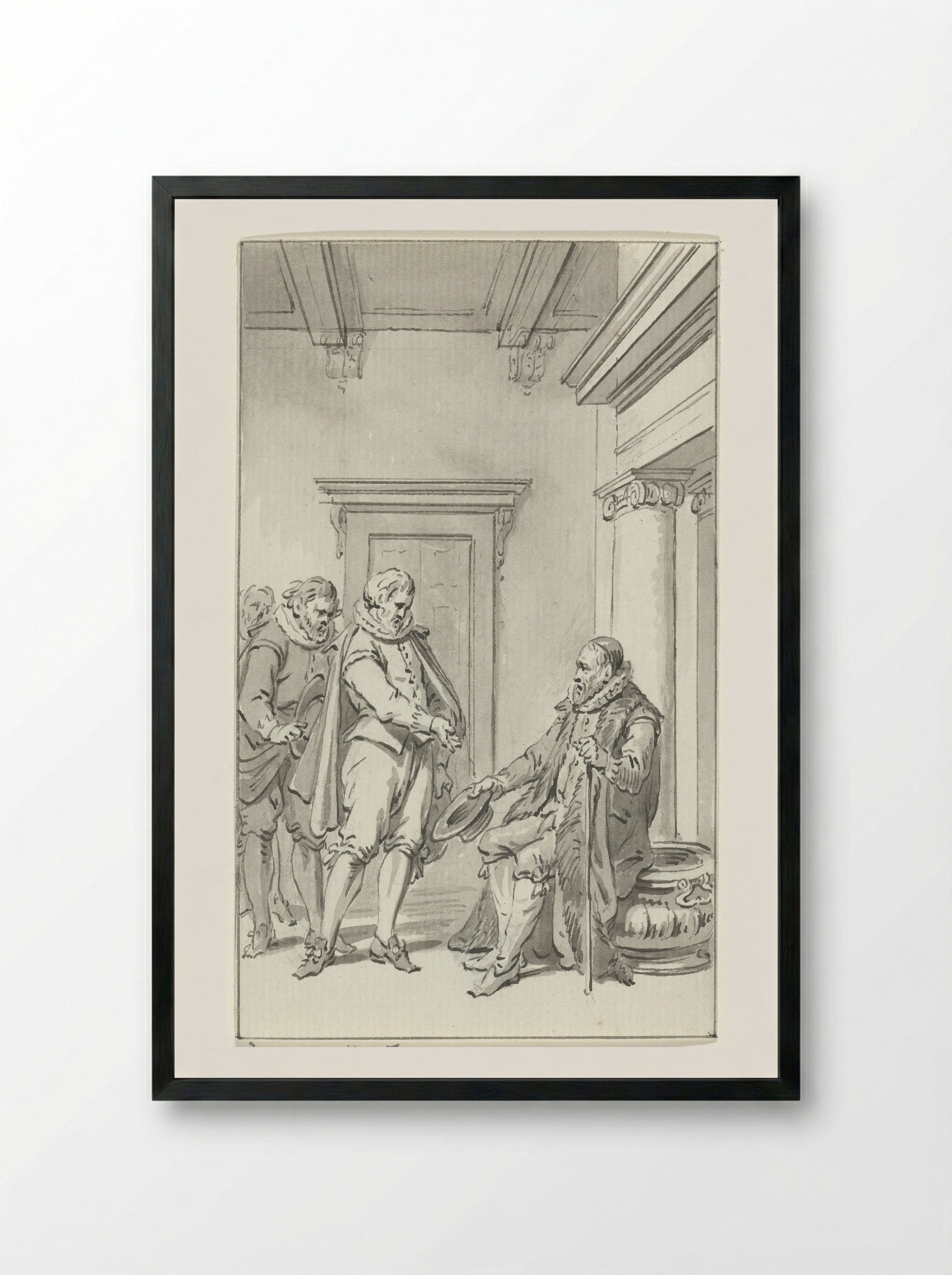 Raadsheer Teding van Berkhout waarschuwt Johan van Oldenbarnevelt voor diens gevangenneming, 28 augustus 1618 - Jacobus Buys - Framed Print Black