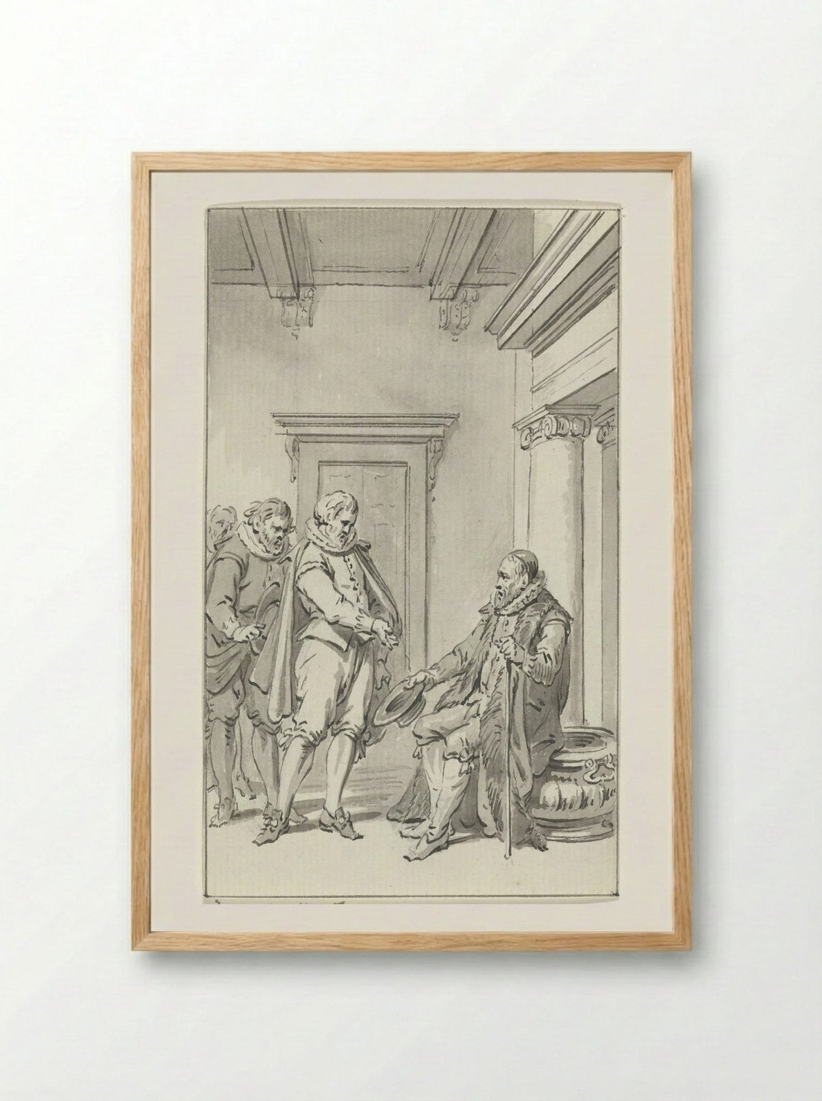 Raadsheer Teding van Berkhout waarschuwt Johan van Oldenbarnevelt voor diens gevangenneming, 28 augustus 1618 - Jacobus Buys - Framed Print Wood
