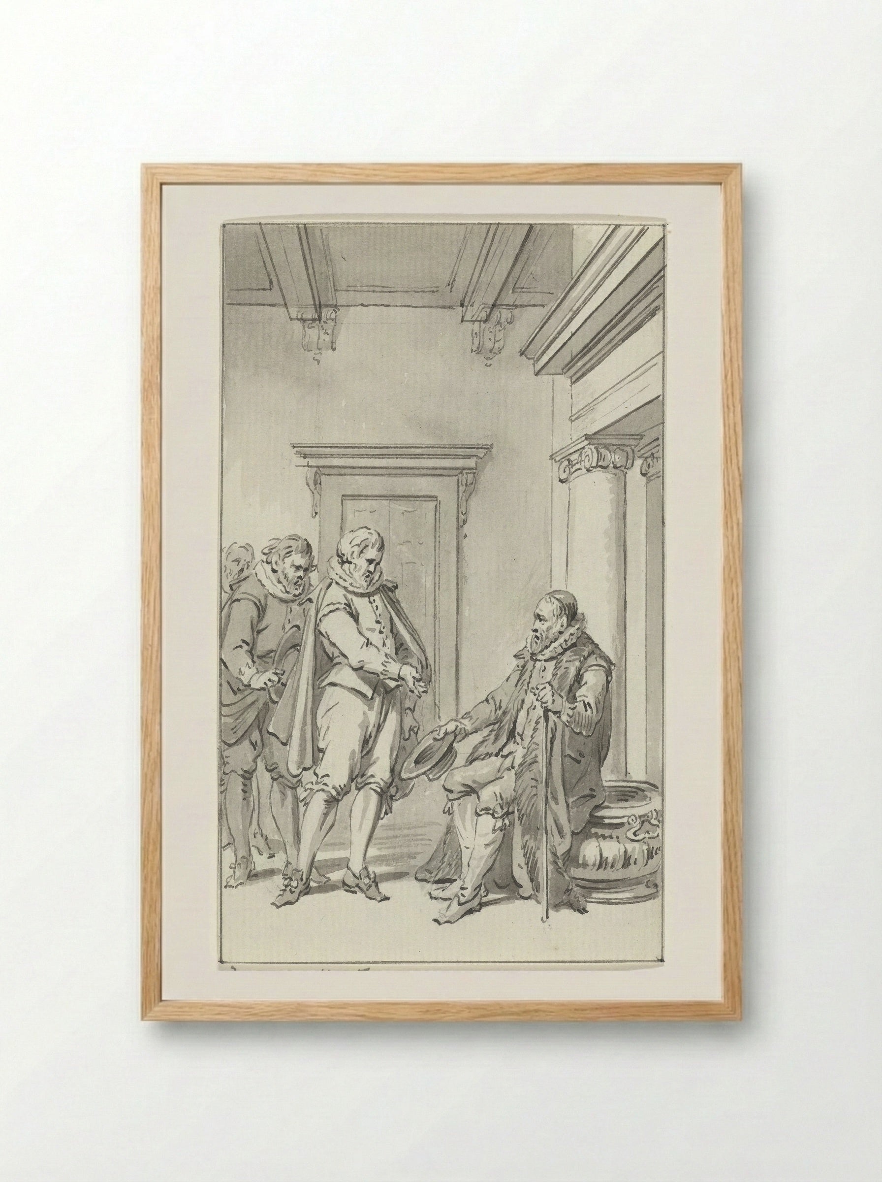 Raadsheer Teding van Berkhout waarschuwt Johan van Oldenbarnevelt voor diens gevangenneming, 28 augustus 1618 - Jacobus Buys - Framed Print Wood