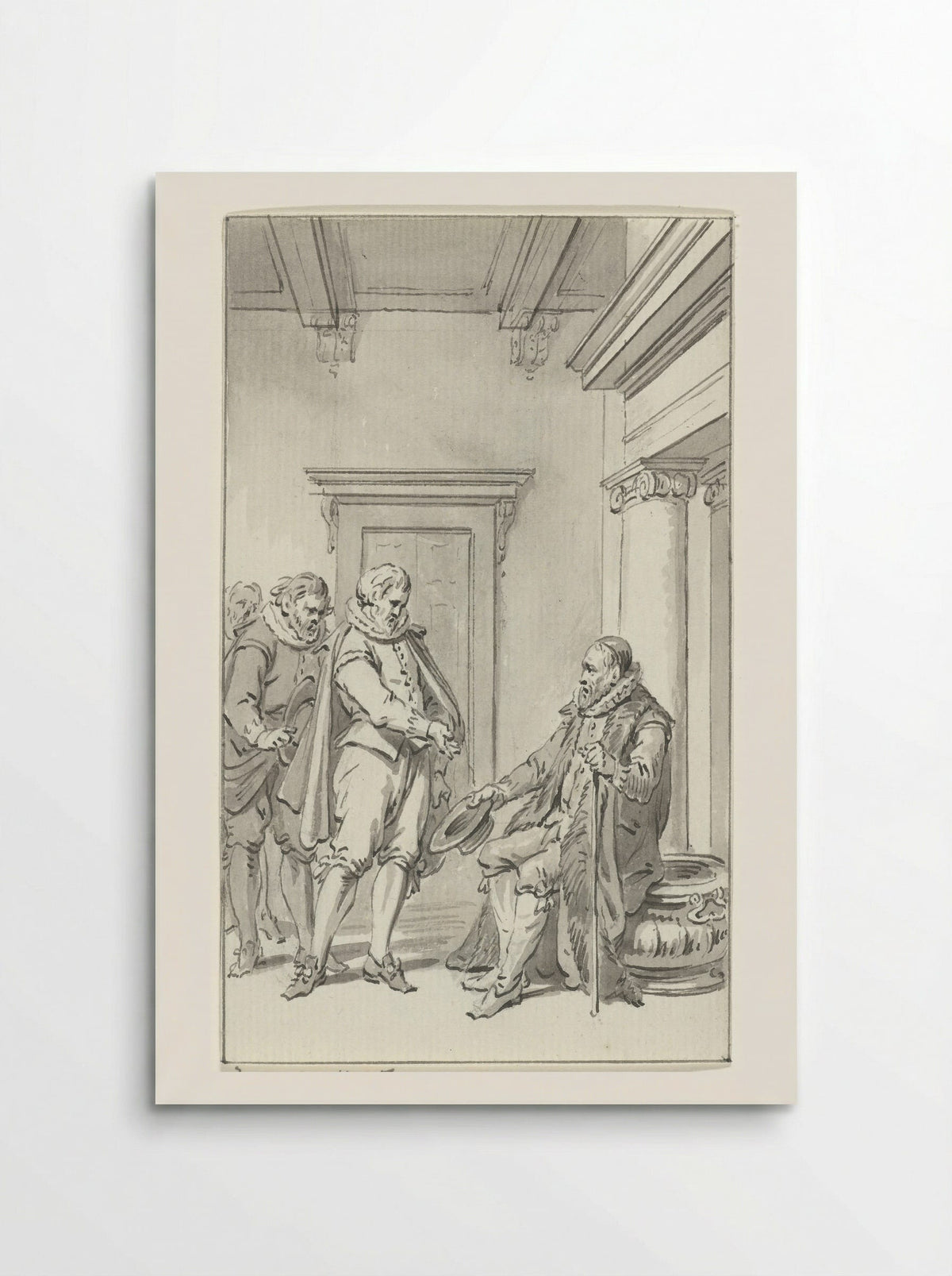 Raadsheer Teding van Berkhout waarschuwt Johan van Oldenbarnevelt voor diens gevangenneming, 28 augustus 1618 - Jacobus Buys - Poster